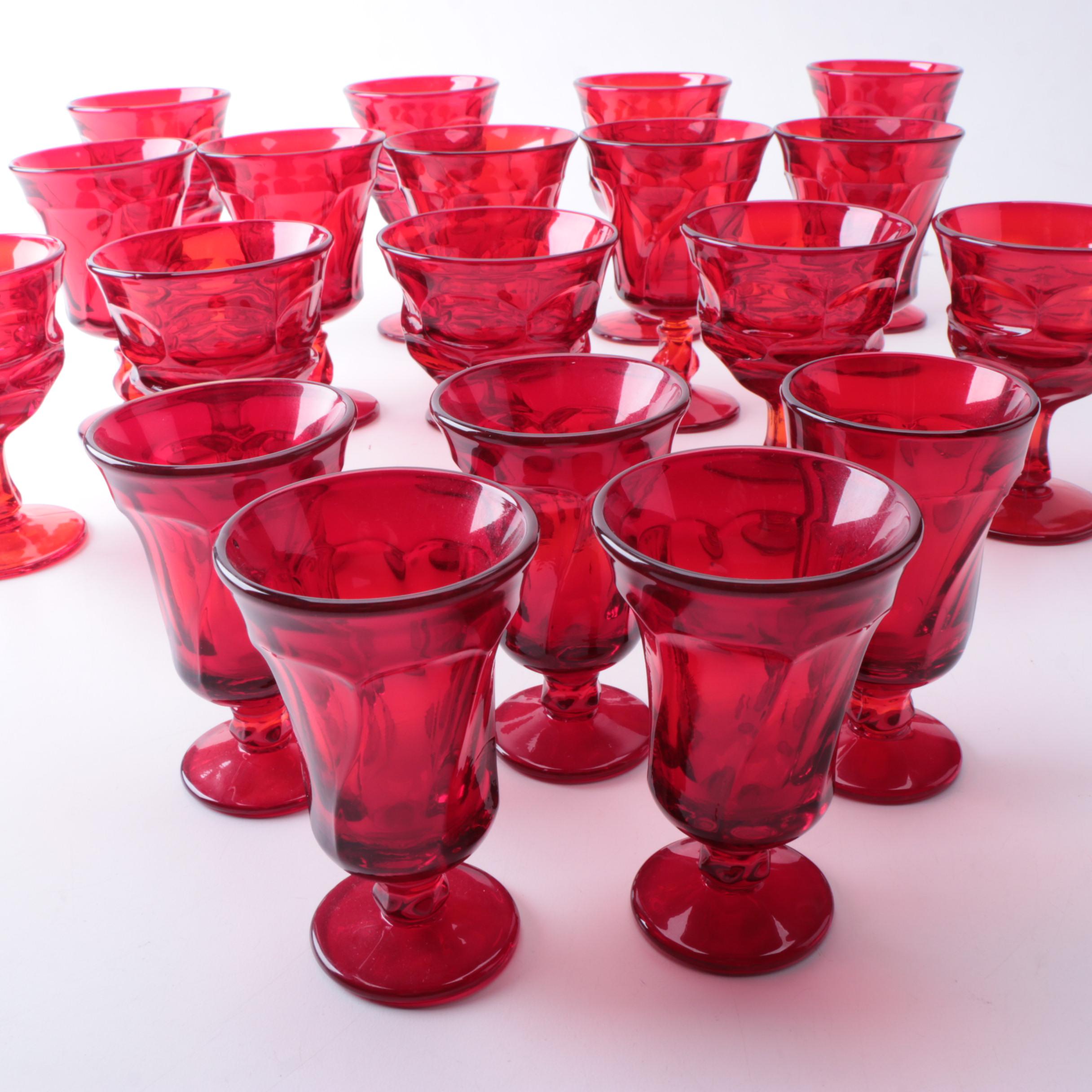 Collection of Vintage Fostoria "Argus" Red Glass Stemware