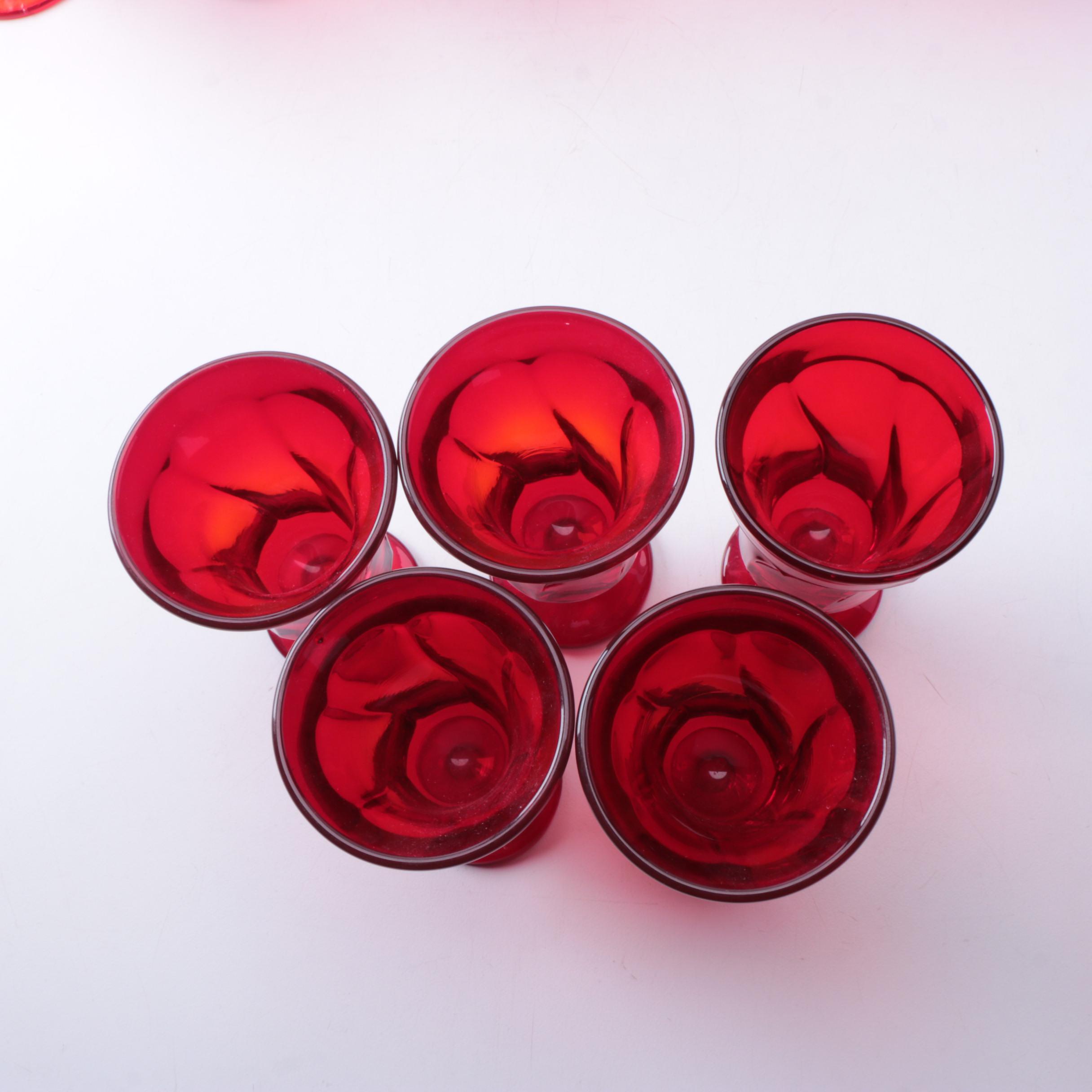 Collection of Vintage Fostoria "Argus" Red Glass Stemware