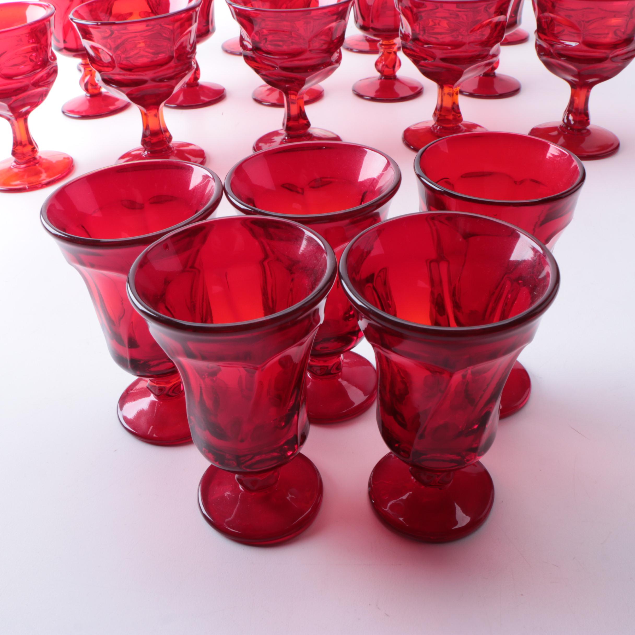 Collection of Vintage Fostoria "Argus" Red Glass Stemware