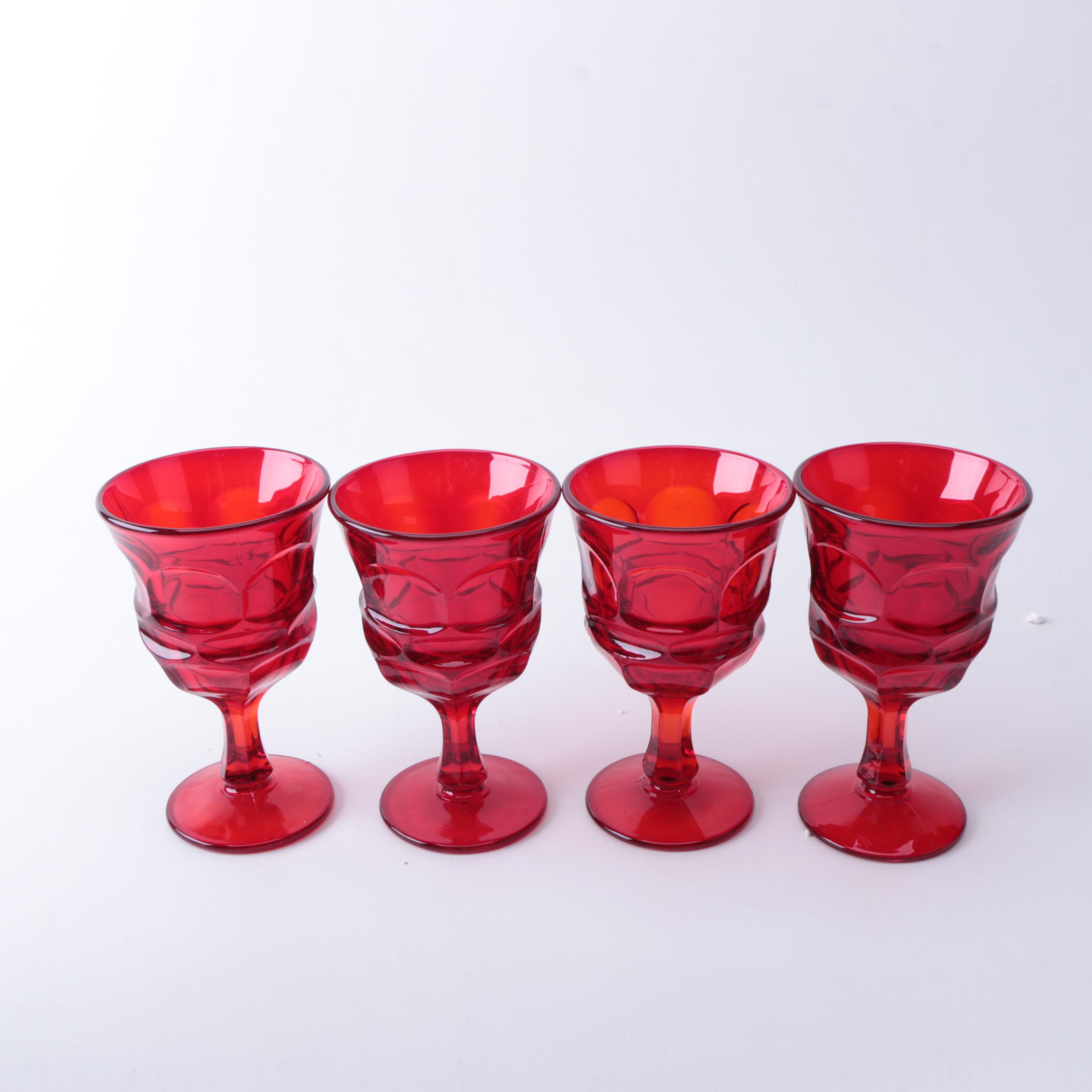 Collection of Vintage Fostoria "Argus" Red Glass Stemware