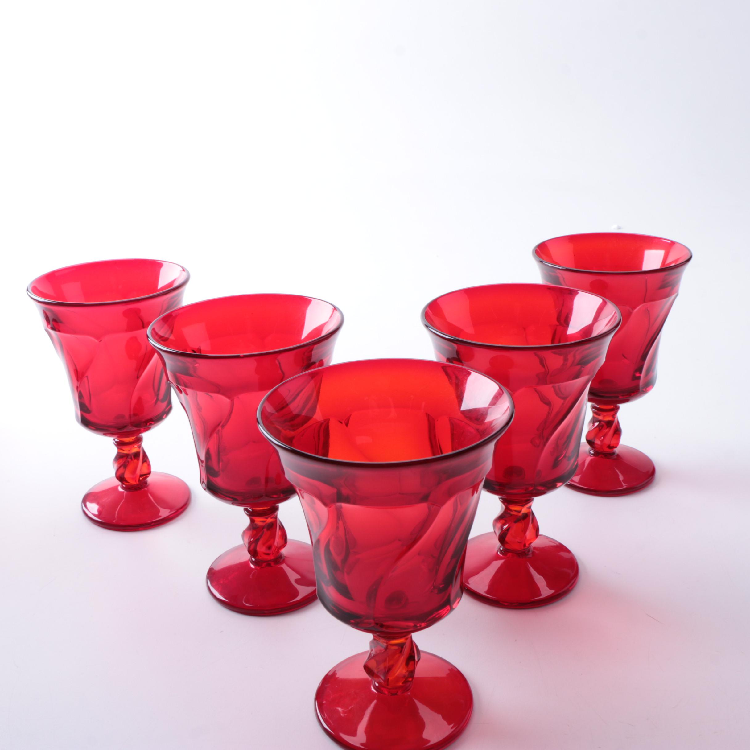 Collection of Vintage Fostoria "Argus" Red Glass Stemware