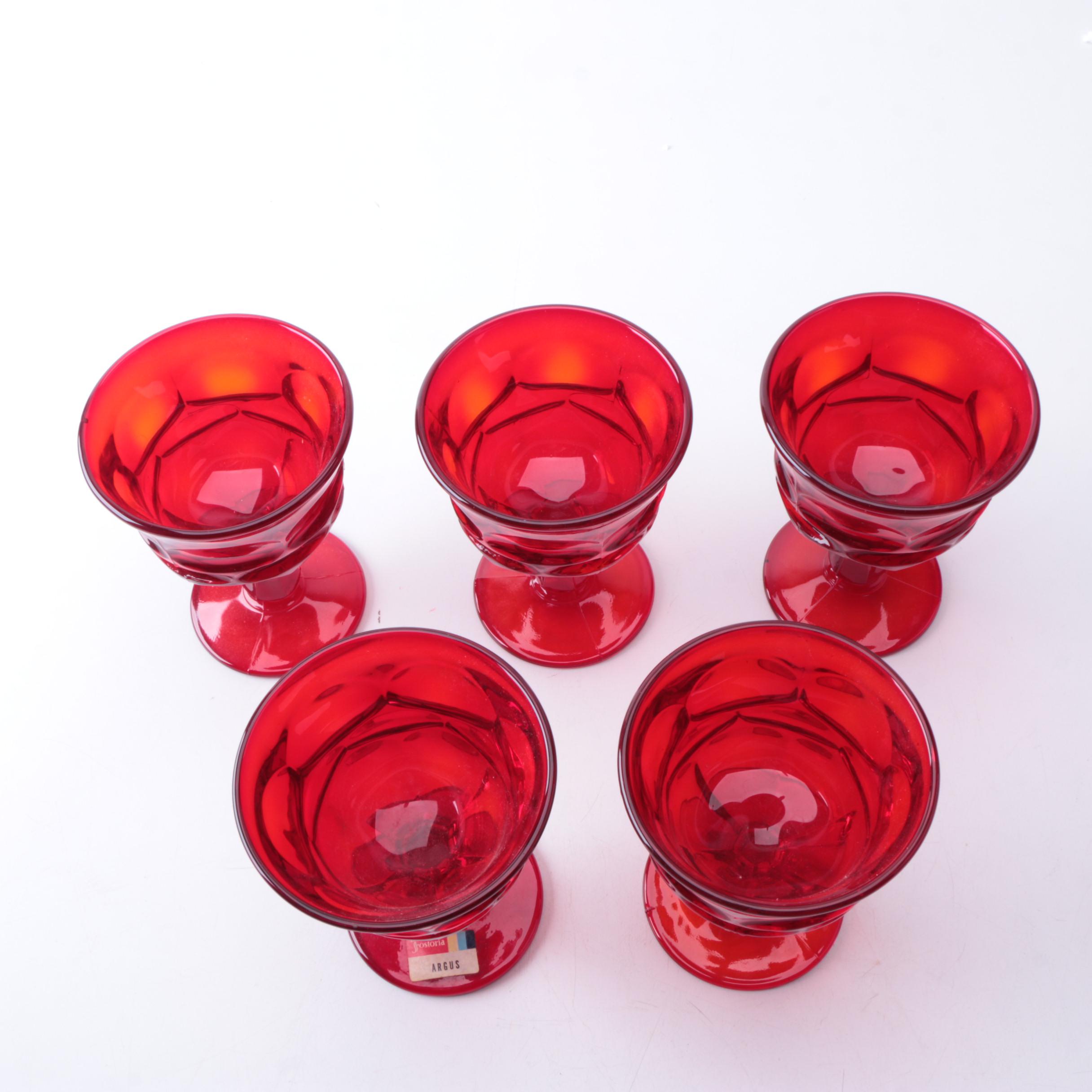 Collection of Vintage Fostoria "Argus" Red Glass Stemware