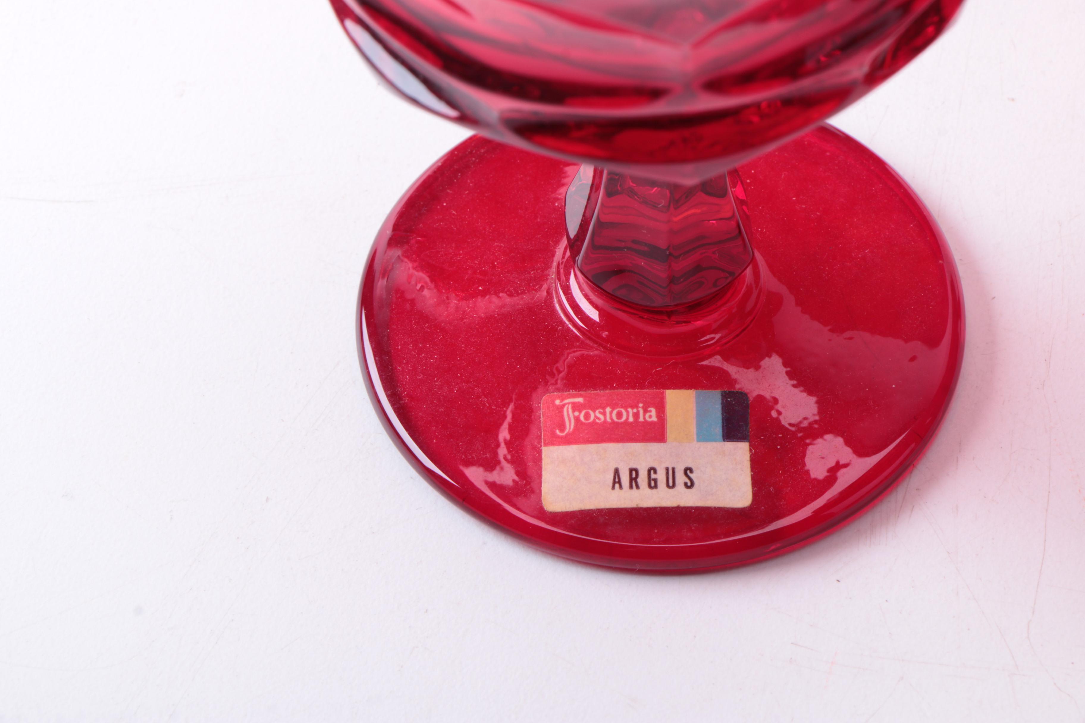 Collection of Vintage Fostoria "Argus" Red Glass Stemware