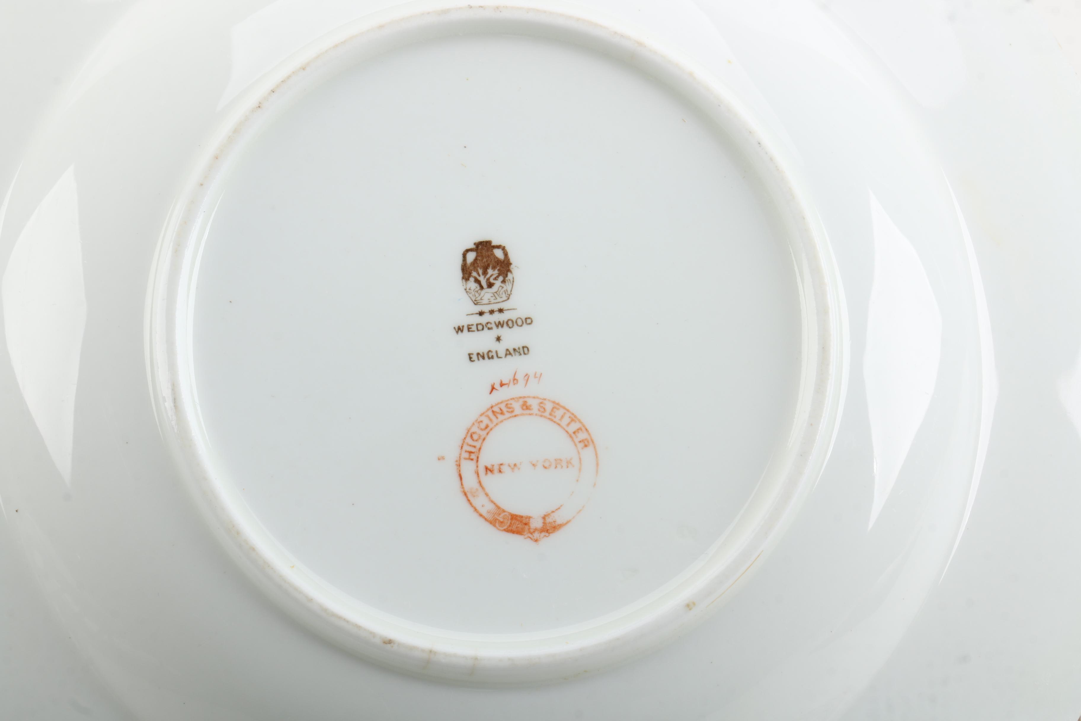 Wedgwood Gilt Laurel Leaf Porcelain Rimmed Soup Bowls