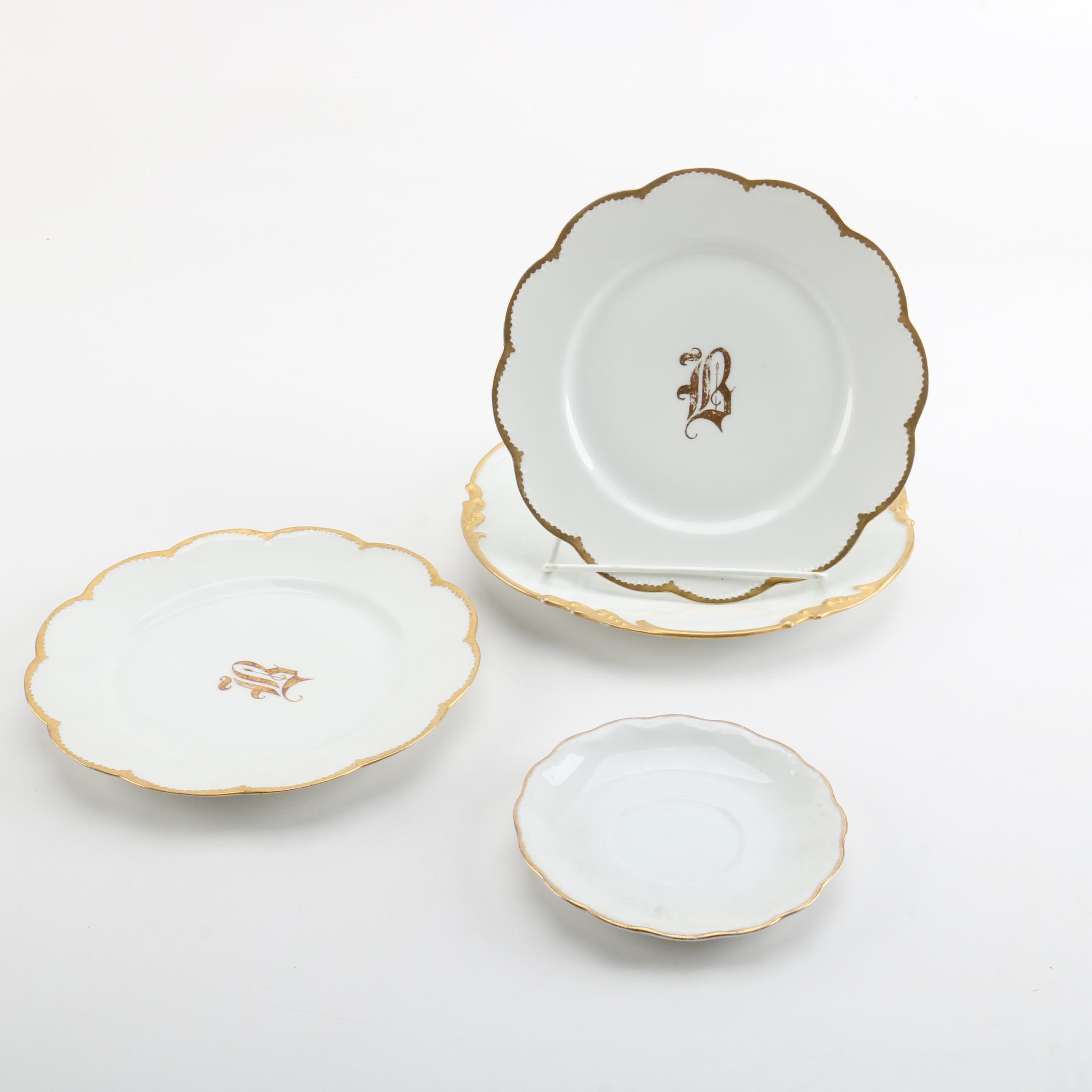 Vintage Porcelain Tableware with Monogram
