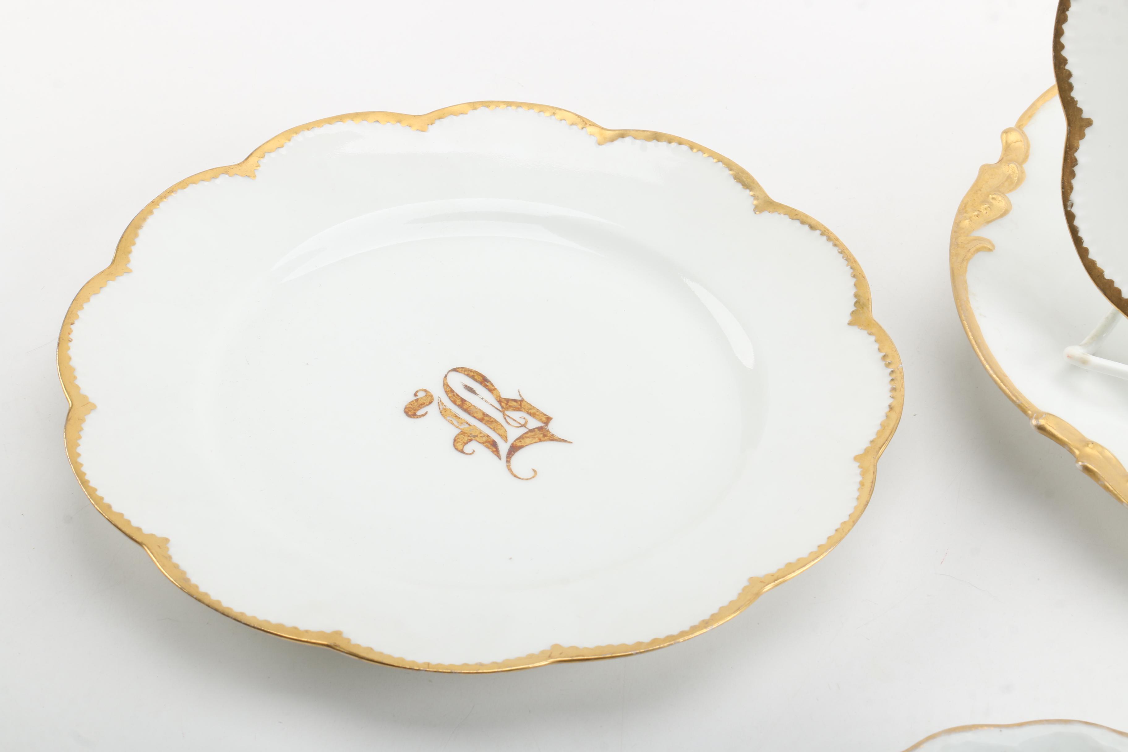 Vintage Porcelain Tableware with Monogram