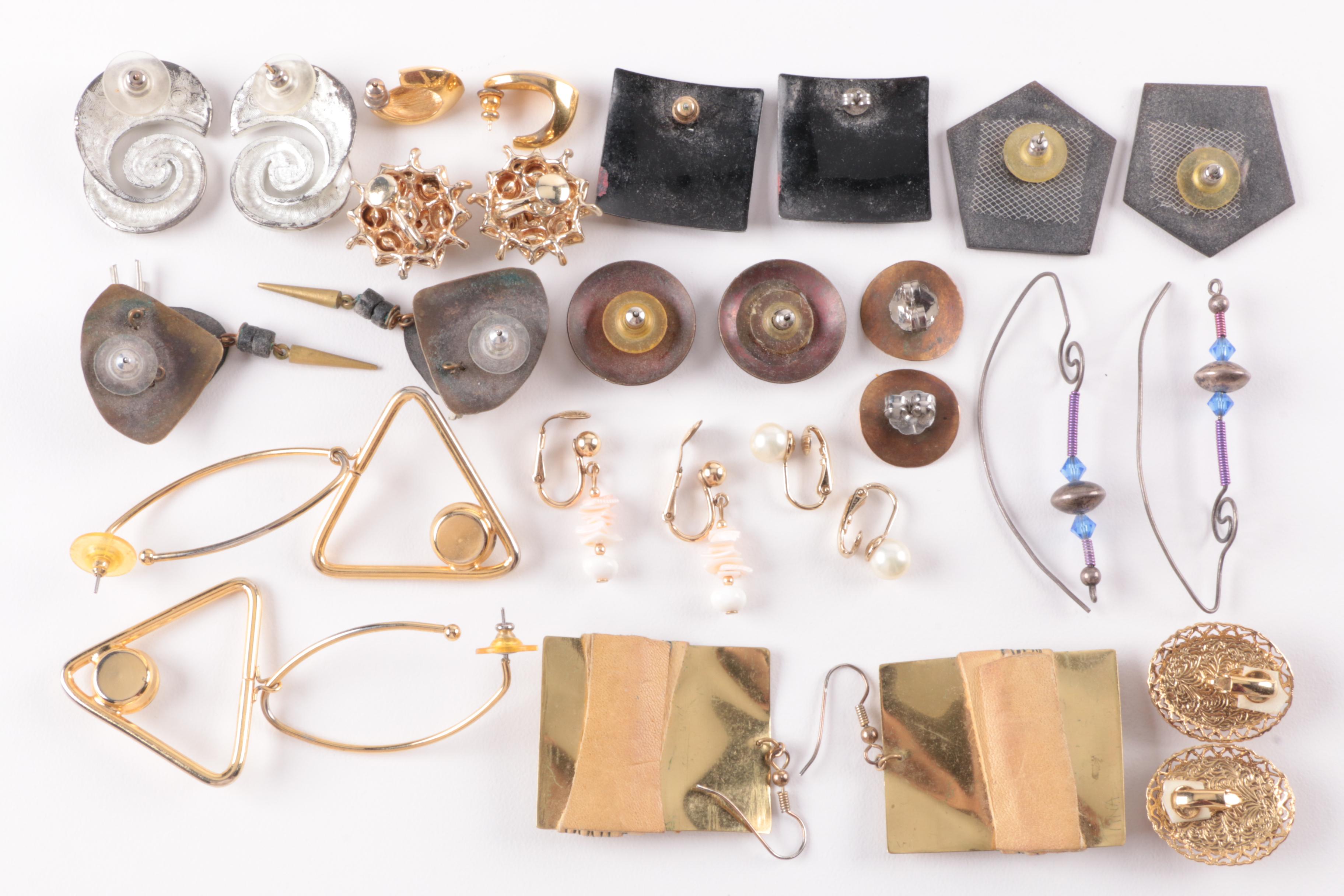 Silver and Gold Tone Jewelry Assortment Including Trifari and Alice Seely