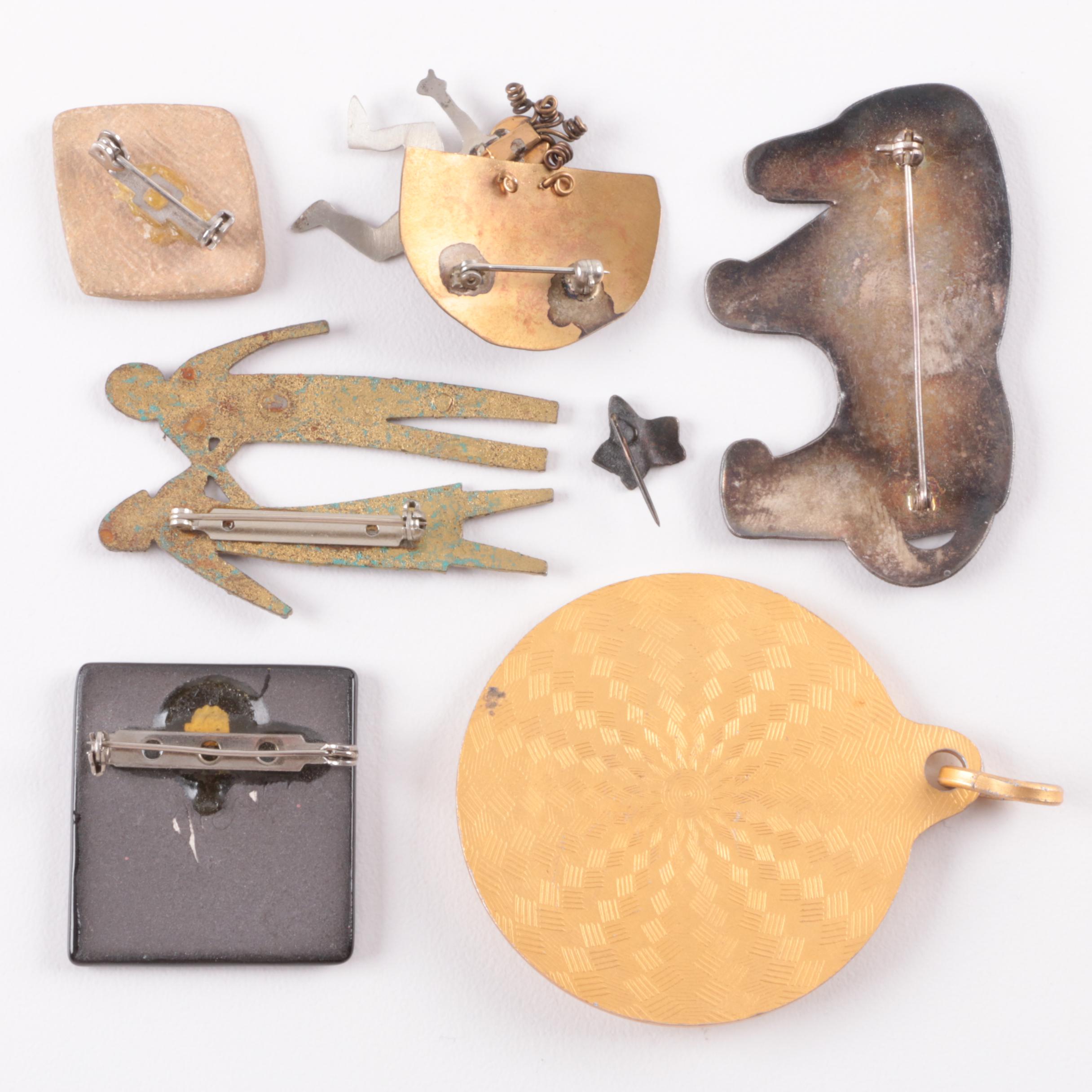 Silver and Gold Tone Jewelry Assortment Including Trifari and Alice Seely