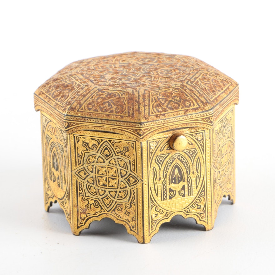 Gold Tone Moroccan Style Trinket Box