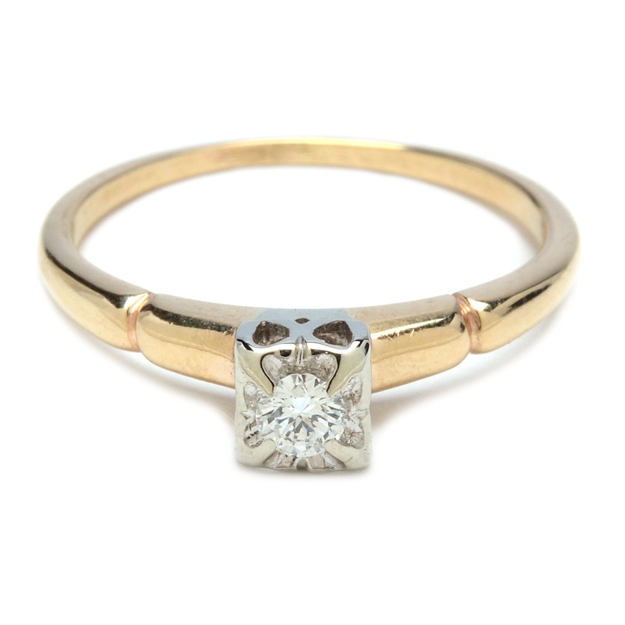 14K Yellow Gold Diamond Engagement Ring