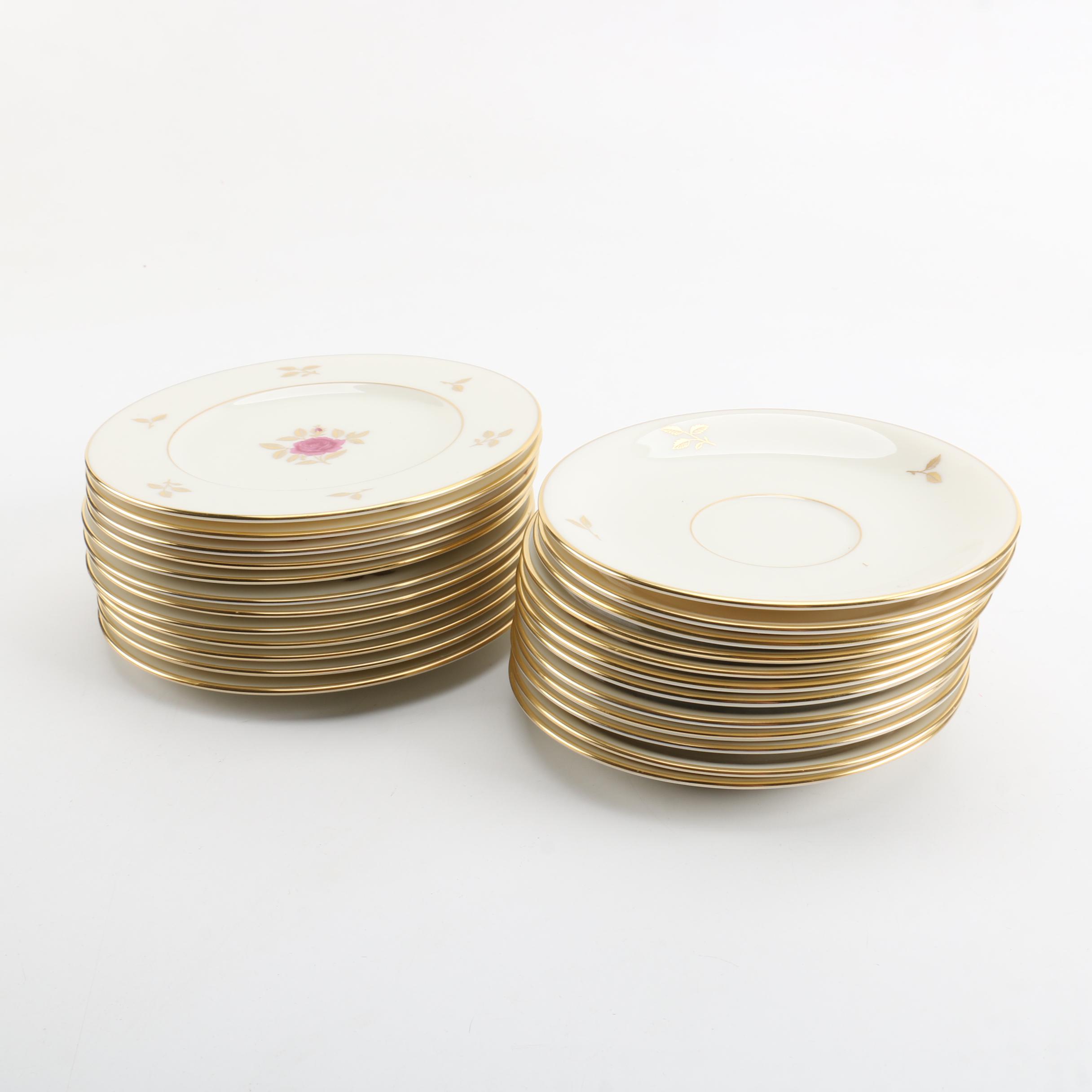 Lenox "Rhodora" Porcelain Saucers and Bread and Butter Plates