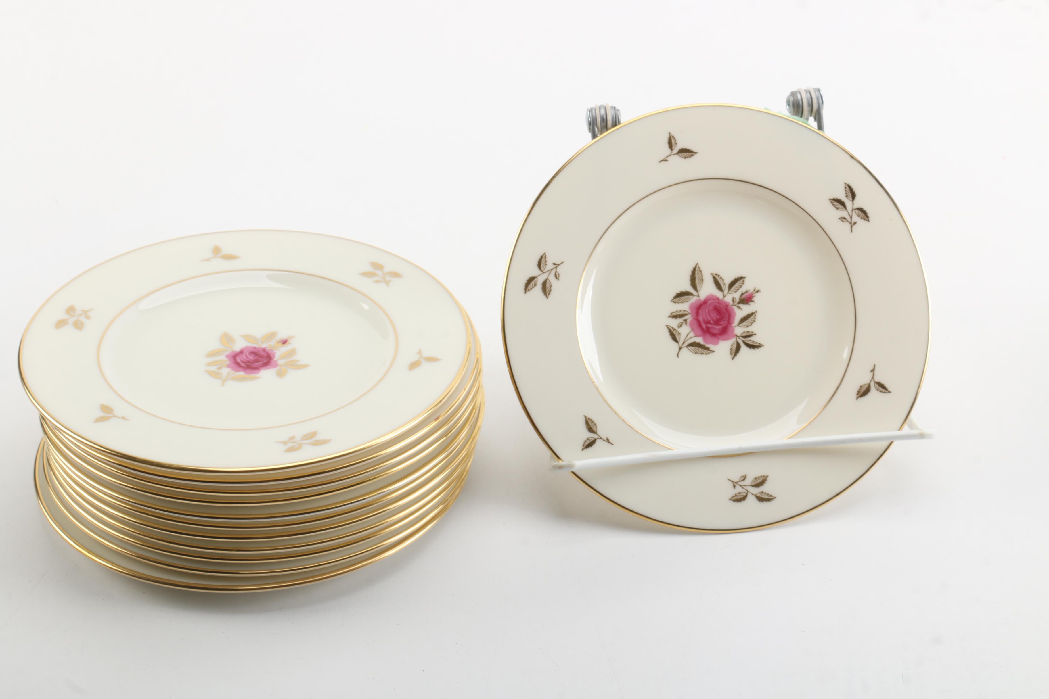Lenox "Rhodora" Porcelain Saucers and Bread and Butter Plates