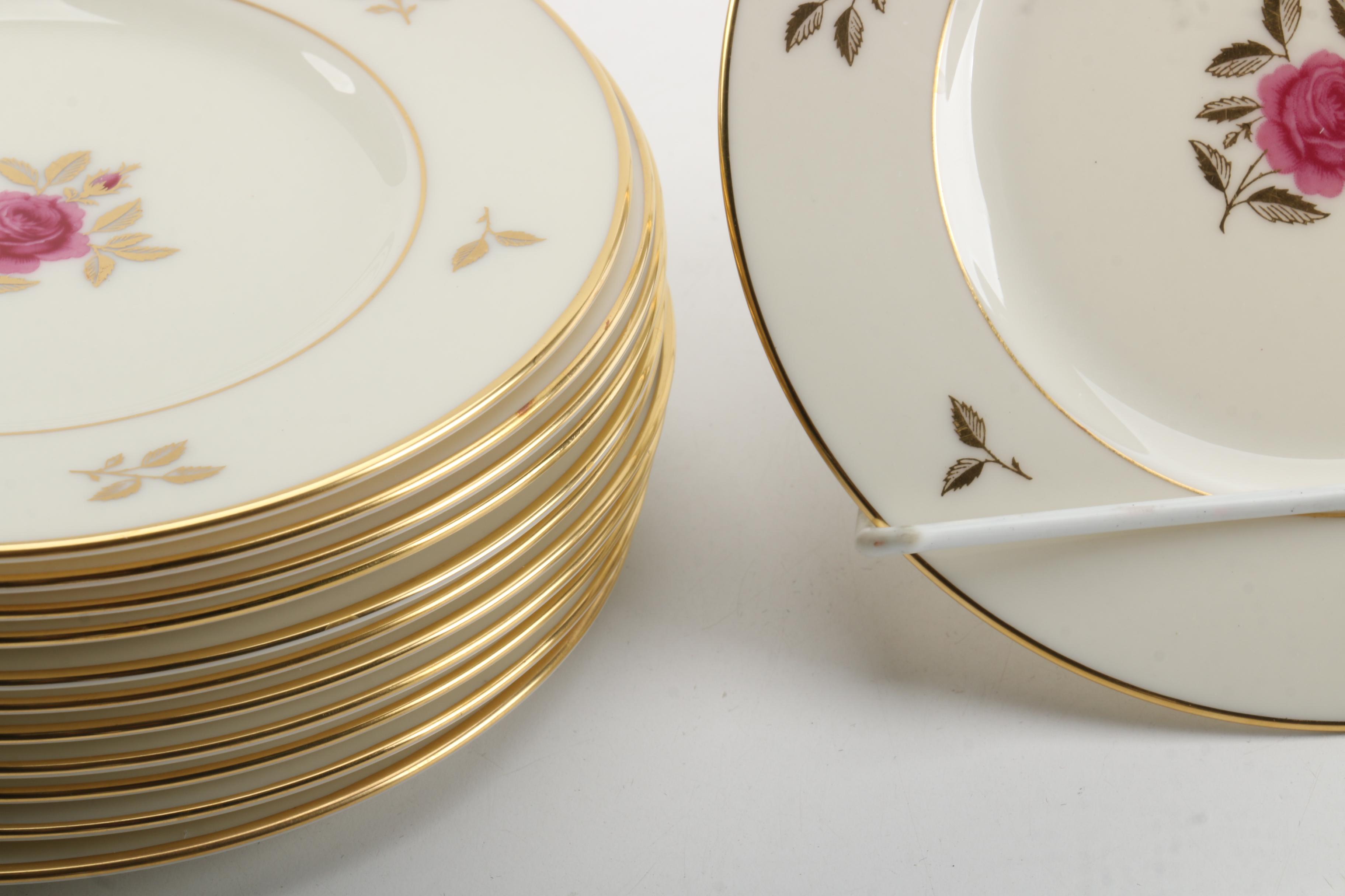 Lenox "Rhodora" Porcelain Saucers and Bread and Butter Plates