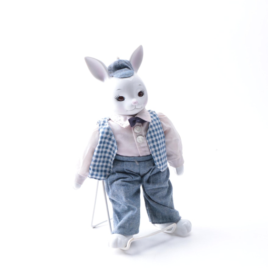 Ceramic and Cloth Rabbit Doll