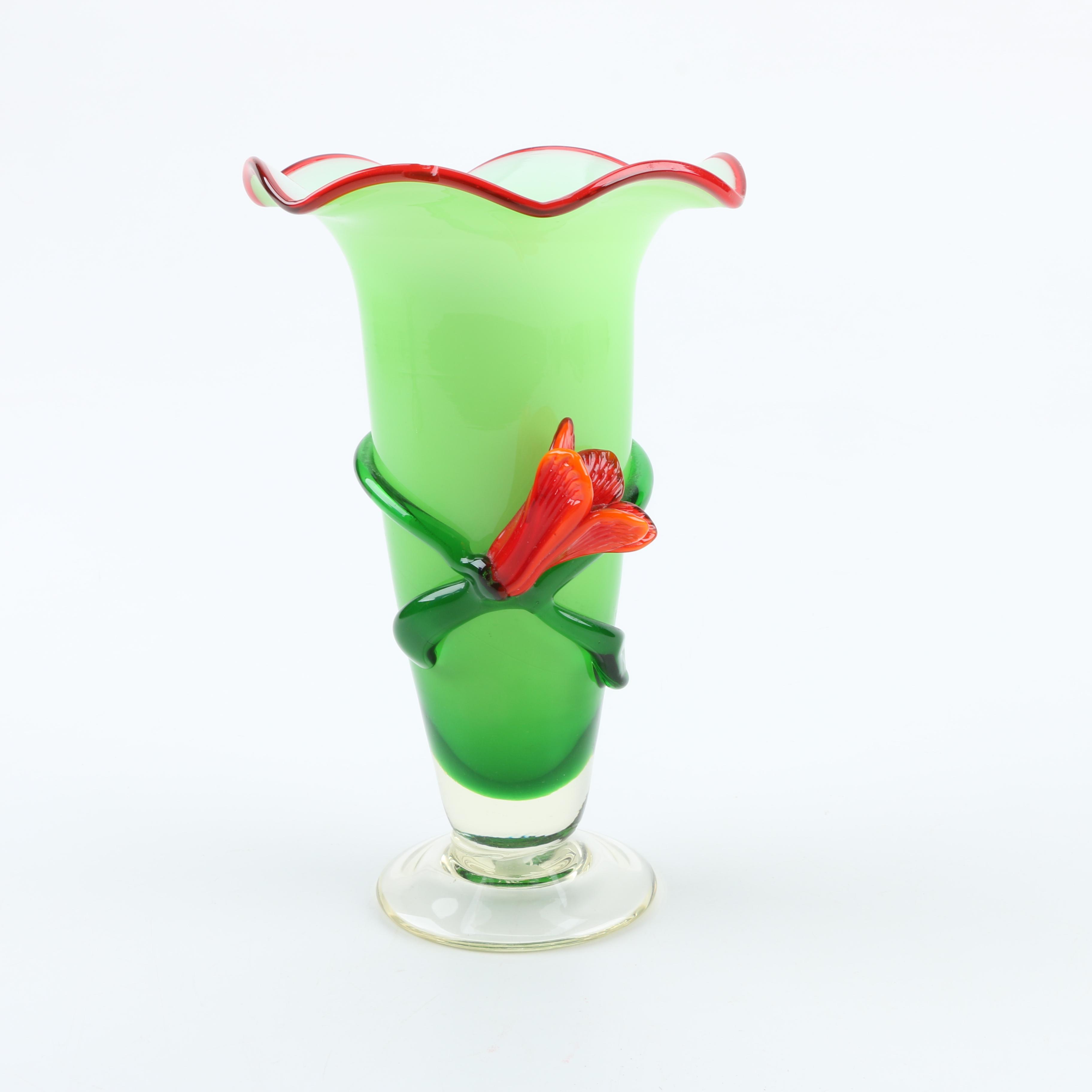 Hand Blown Art Glass Vase