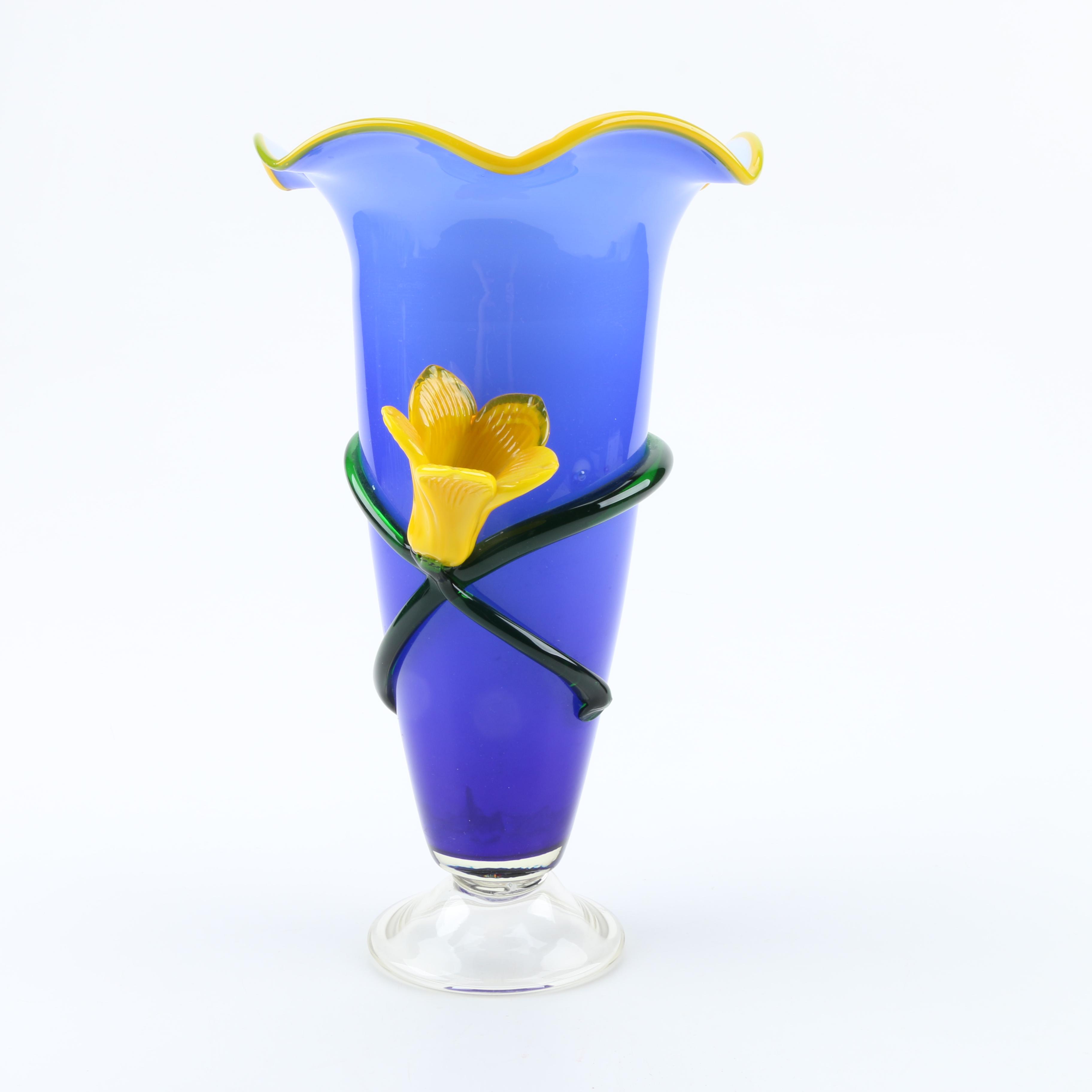 Hand Blown Art Glass Vase