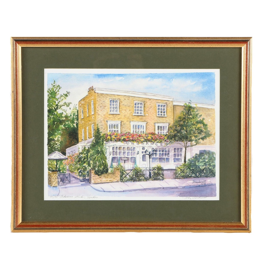 Mary Treadwell Limited Edition Offset Lithograph on Paper "Ordnance Pub, London"