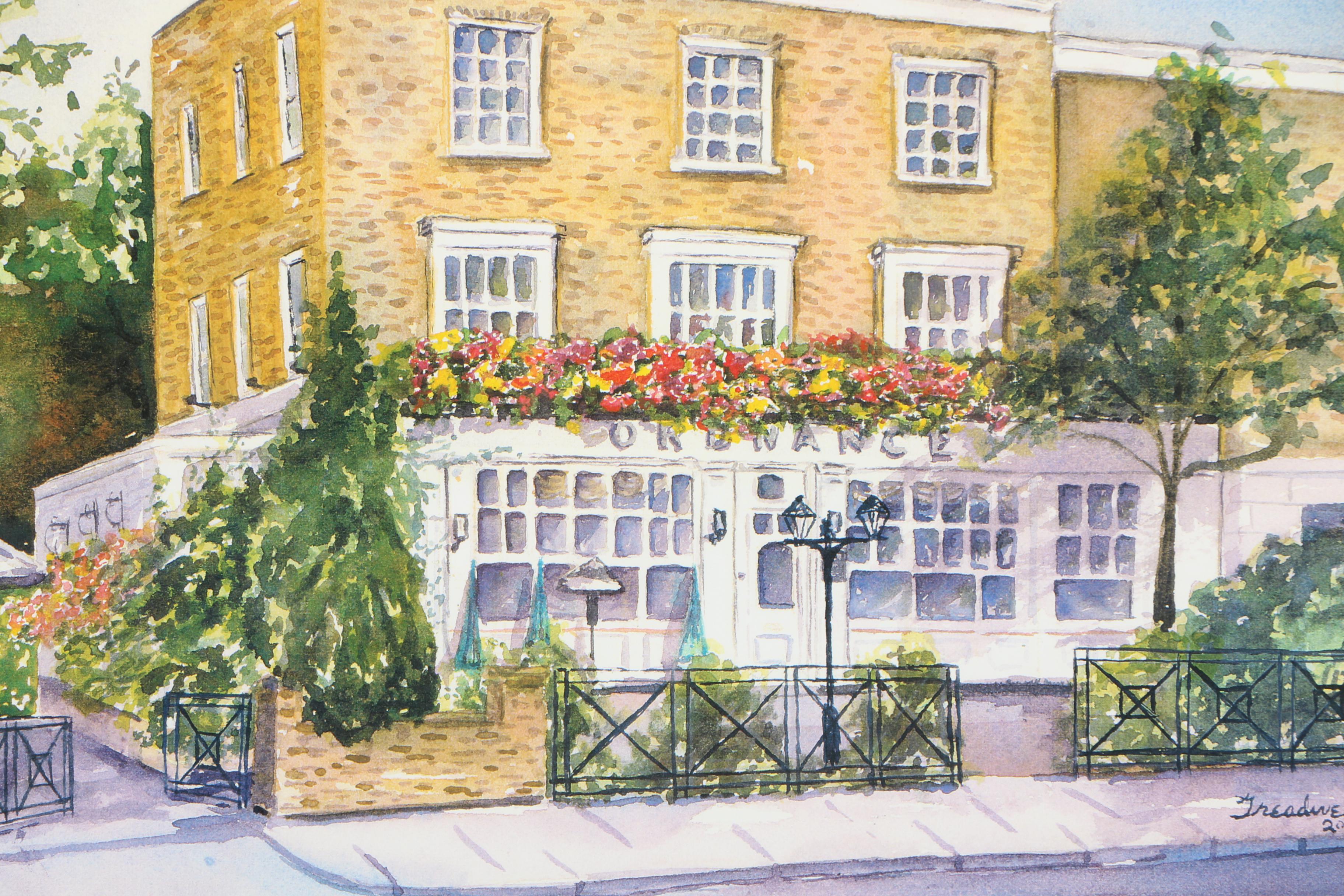 Mary Treadwell Limited Edition Offset Lithograph on Paper "Ordnance Pub, London"