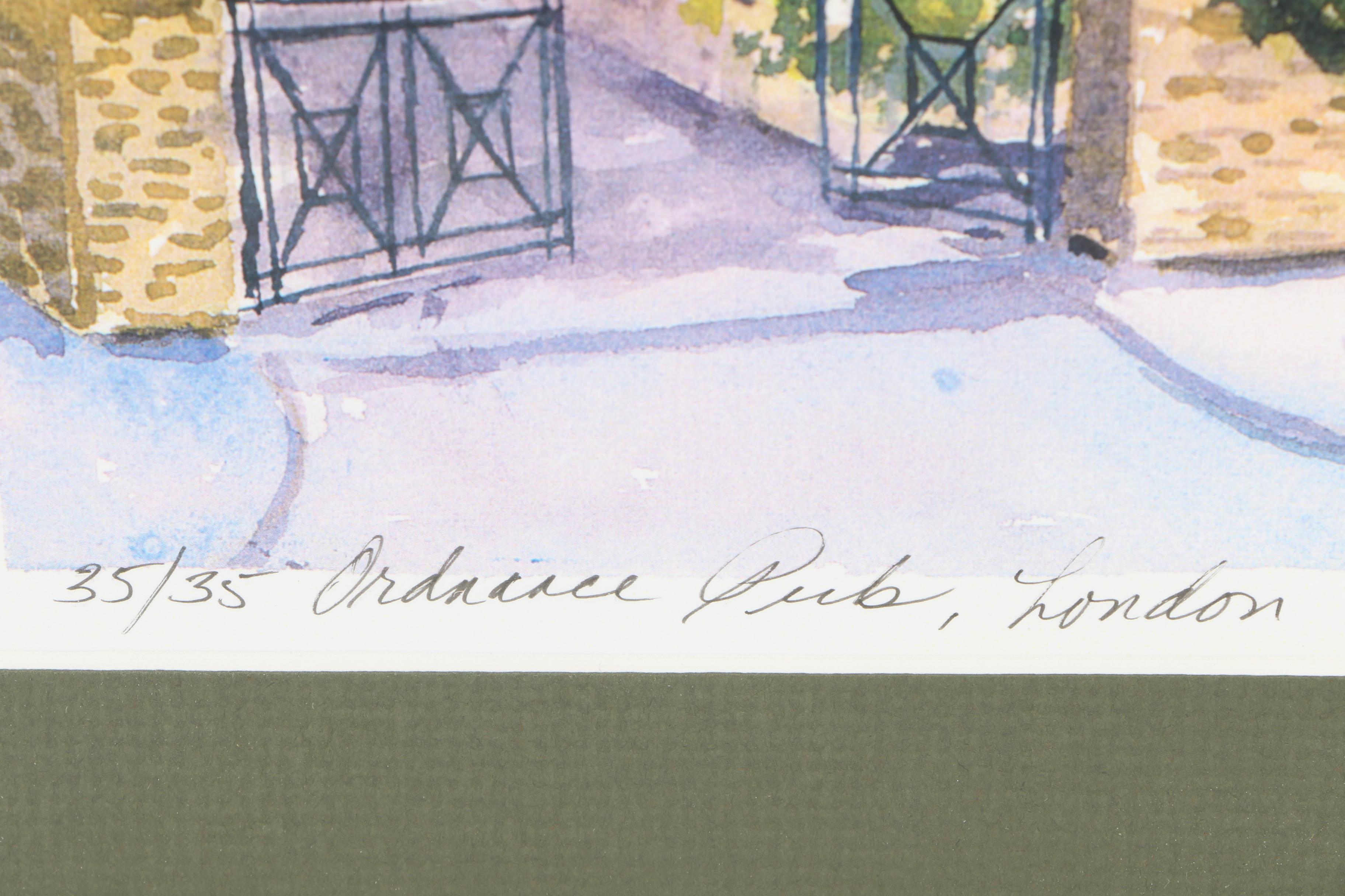 Mary Treadwell Limited Edition Offset Lithograph on Paper "Ordnance Pub, London"