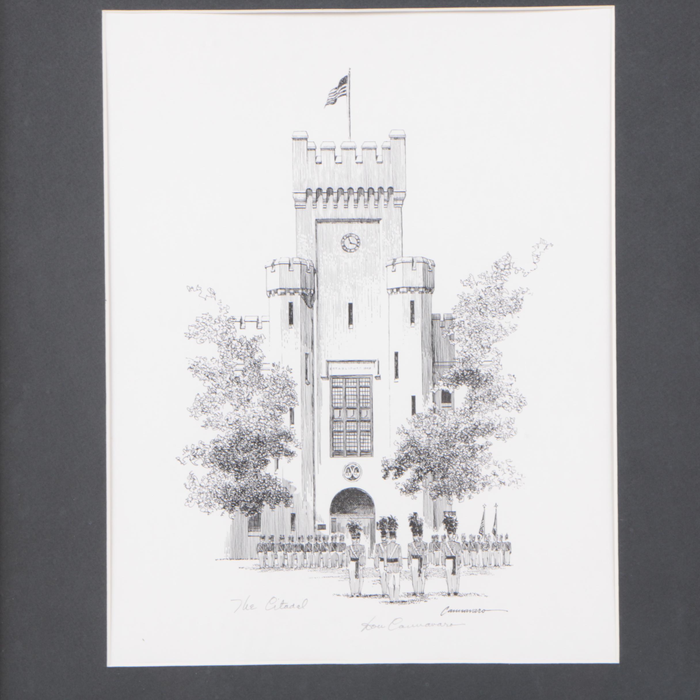 Signed and Framed Print "The Citadel" After Lou Cannavaro
