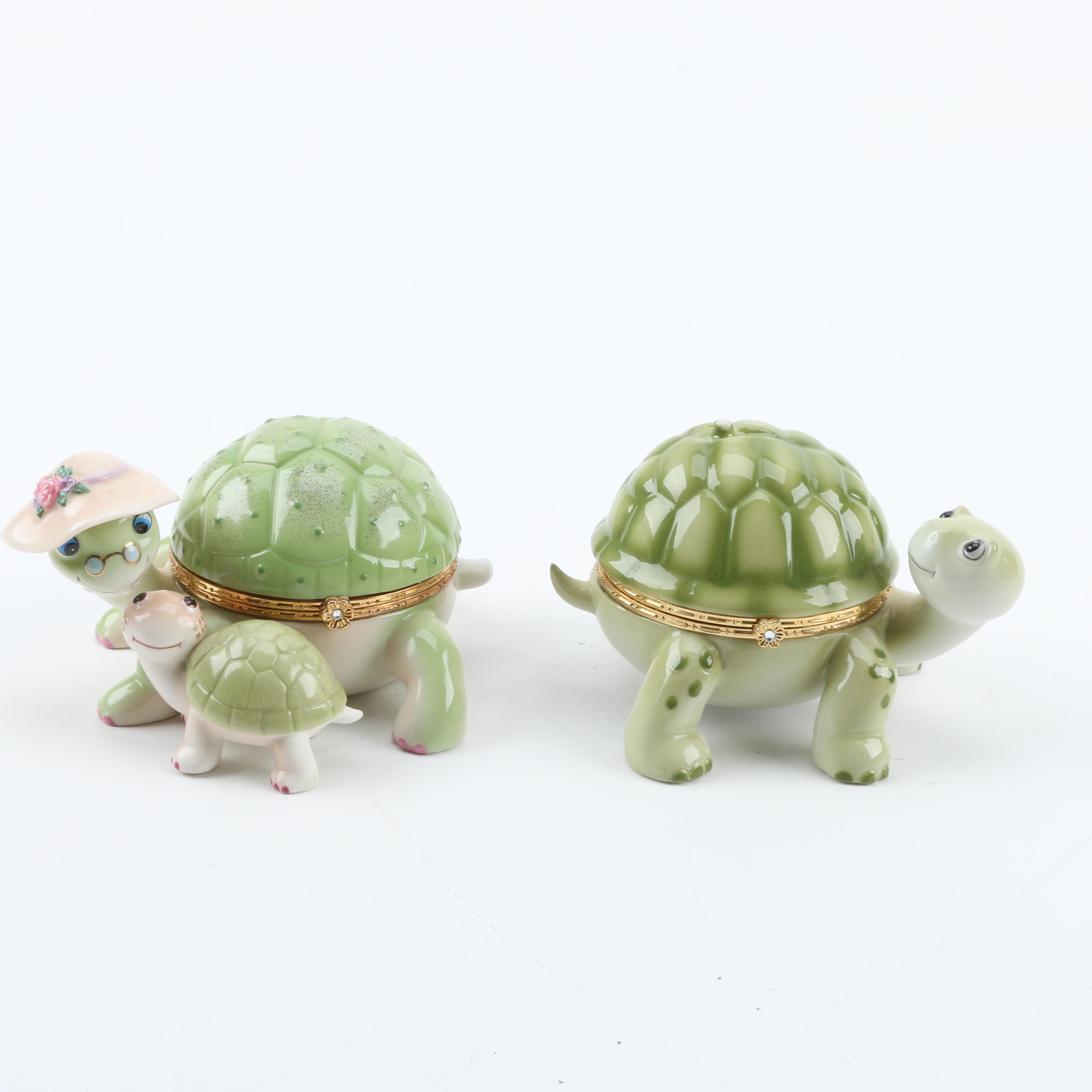 Bradford Exchange Porcelain Turtle Musical Trinket Boxes