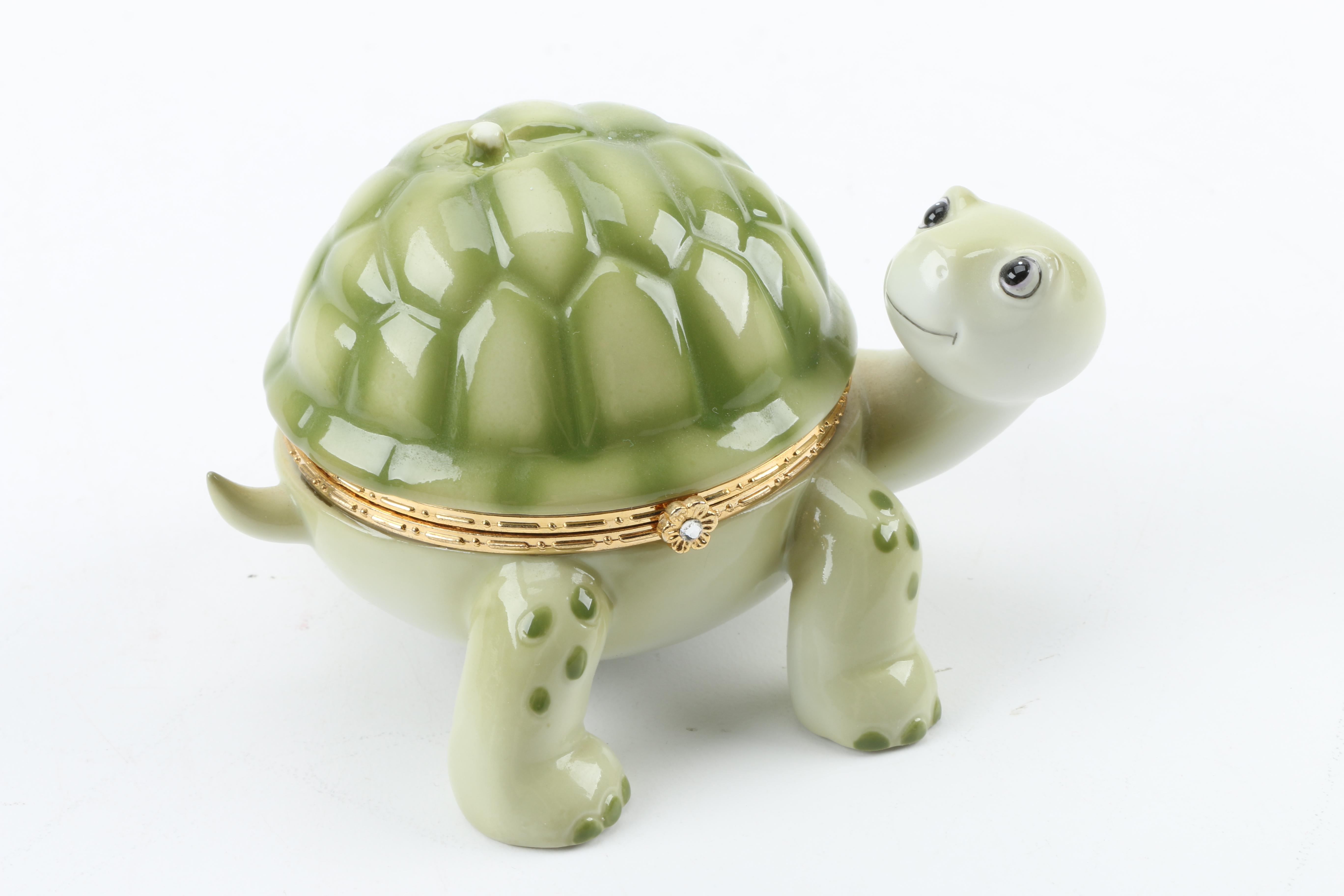 Bradford Exchange Porcelain Turtle Musical Trinket Boxes