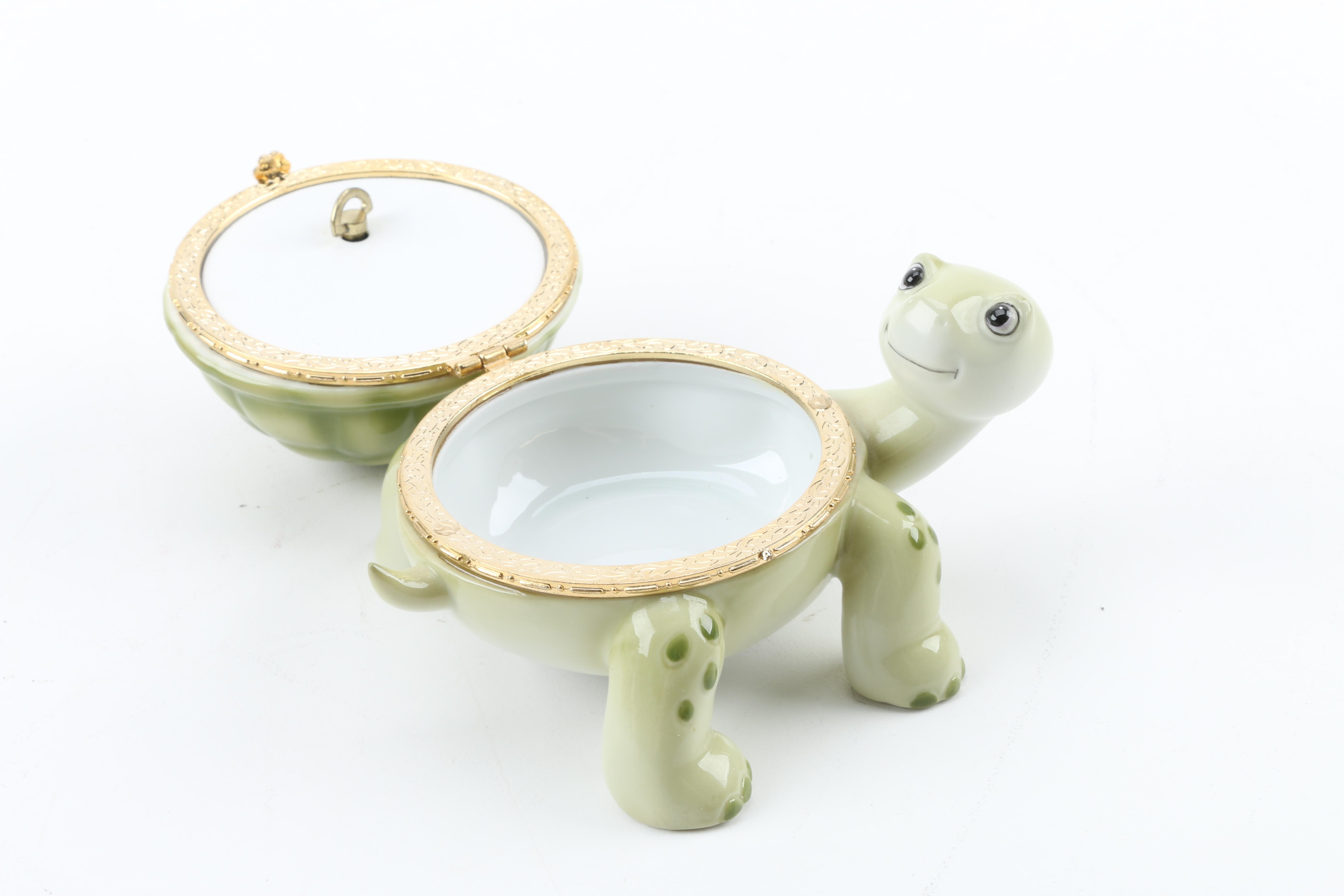 Bradford Exchange Porcelain Turtle Musical Trinket Boxes