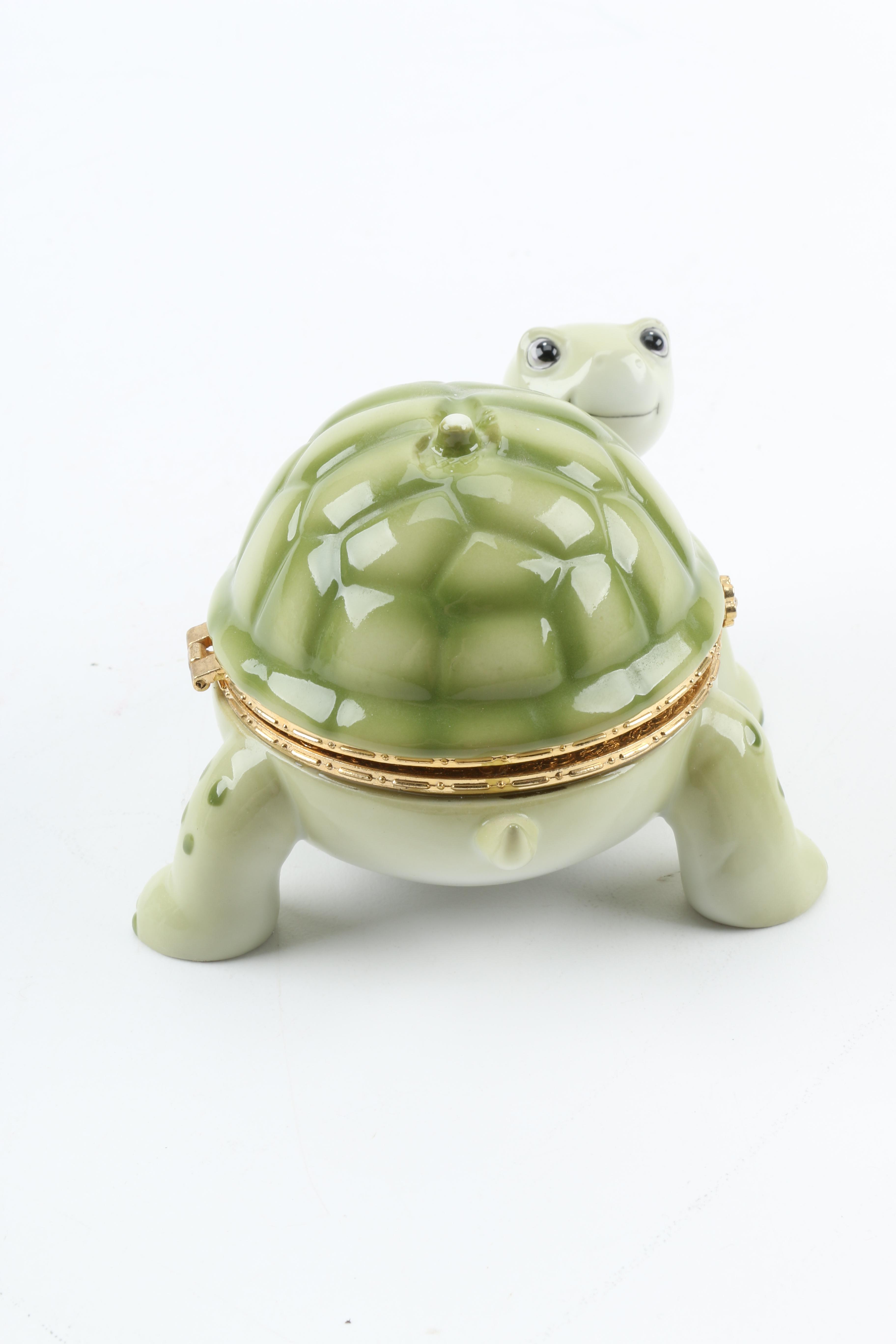Bradford Exchange Porcelain Turtle Musical Trinket Boxes