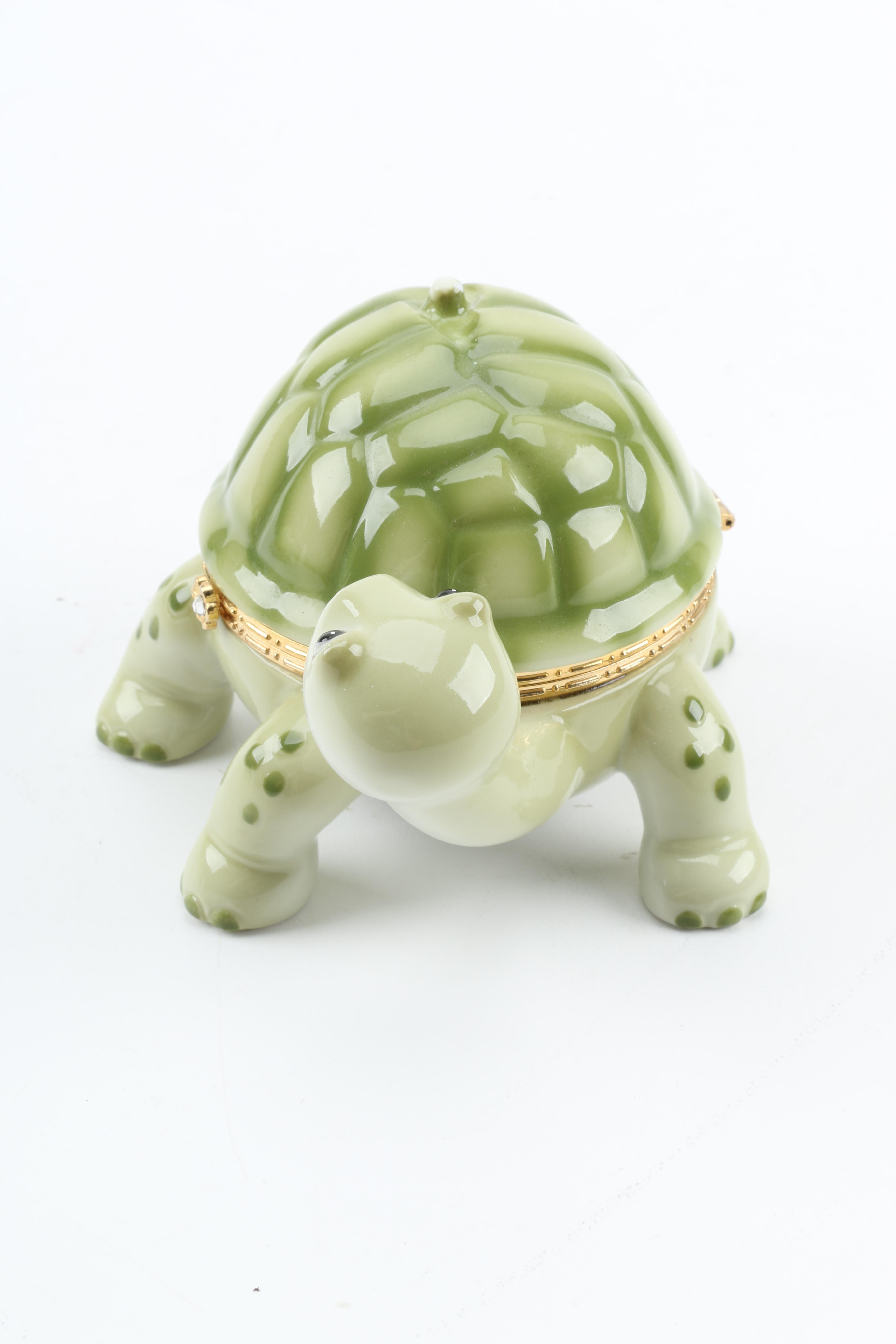 Bradford Exchange Porcelain Turtle Musical Trinket Boxes
