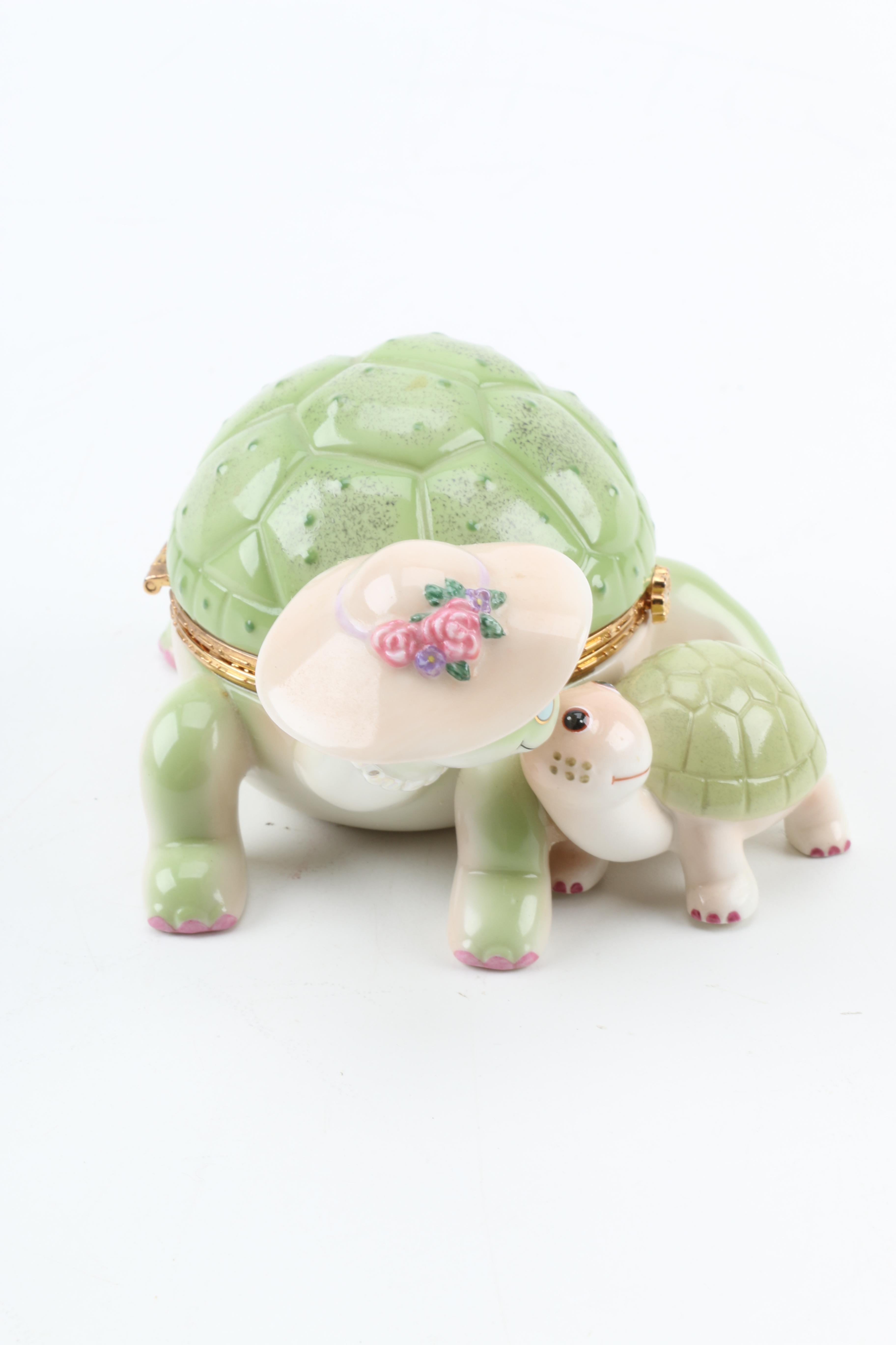 Bradford Exchange Porcelain Turtle Musical Trinket Boxes