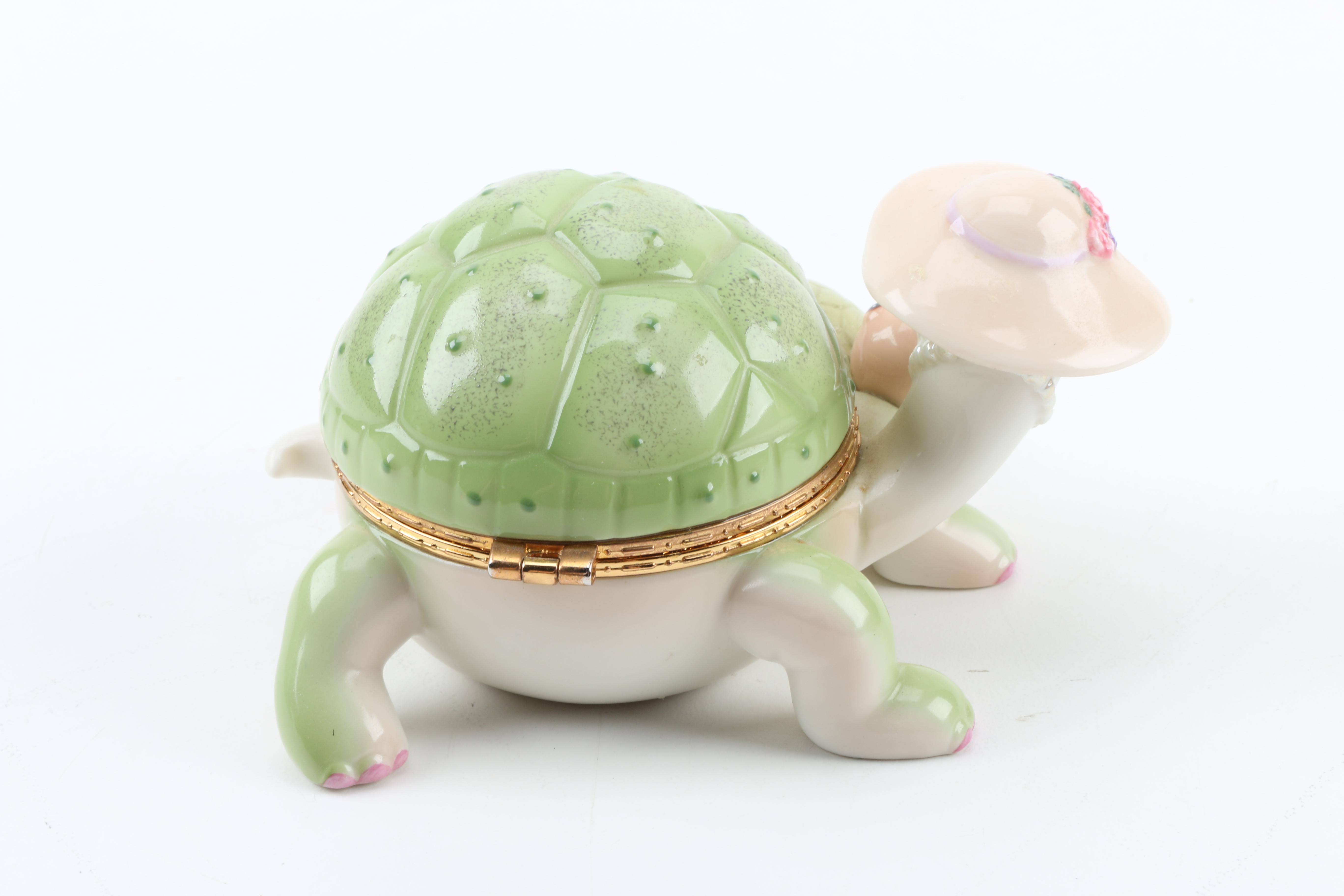 Bradford Exchange Porcelain Turtle Musical Trinket Boxes