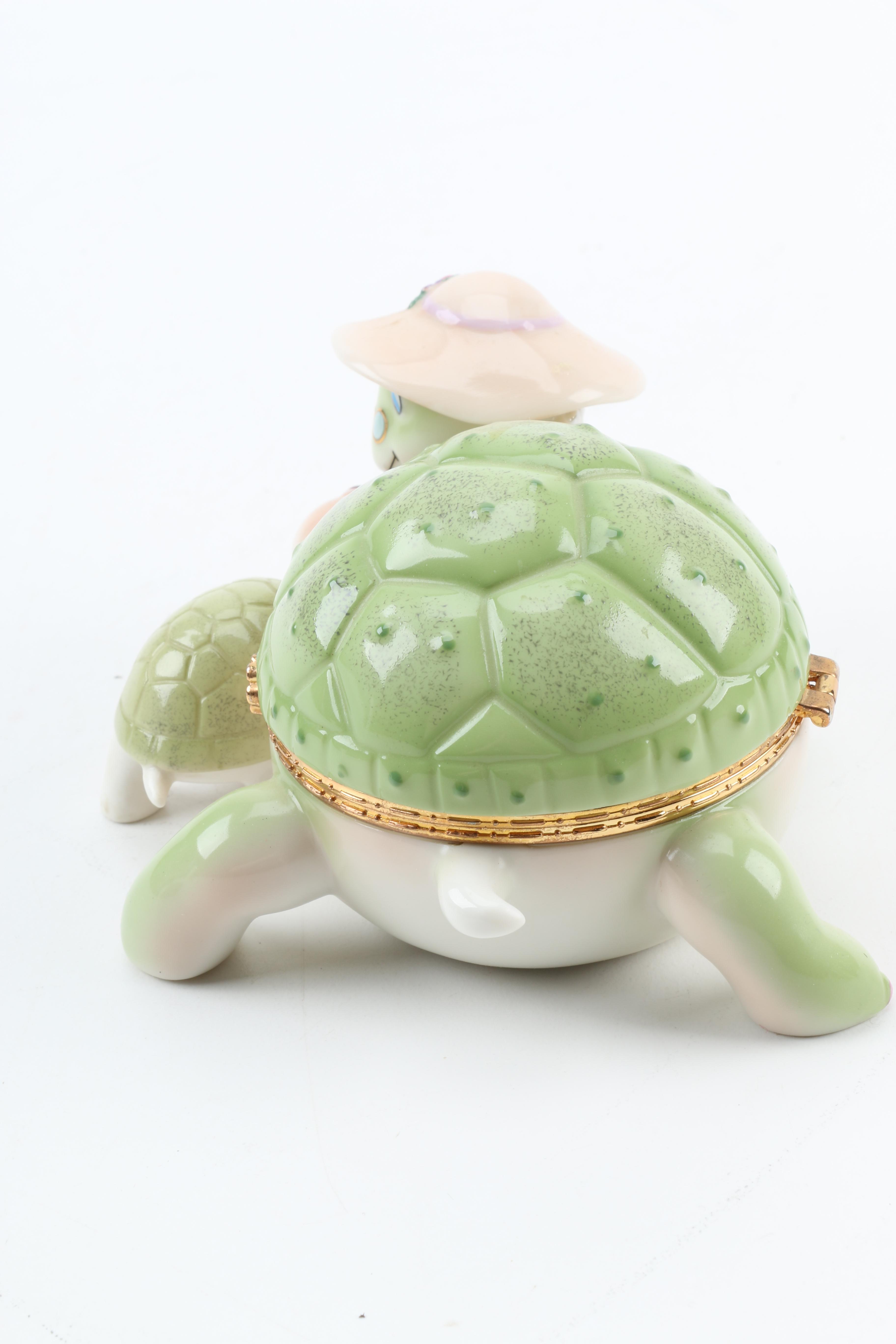 Bradford Exchange Porcelain Turtle Musical Trinket Boxes