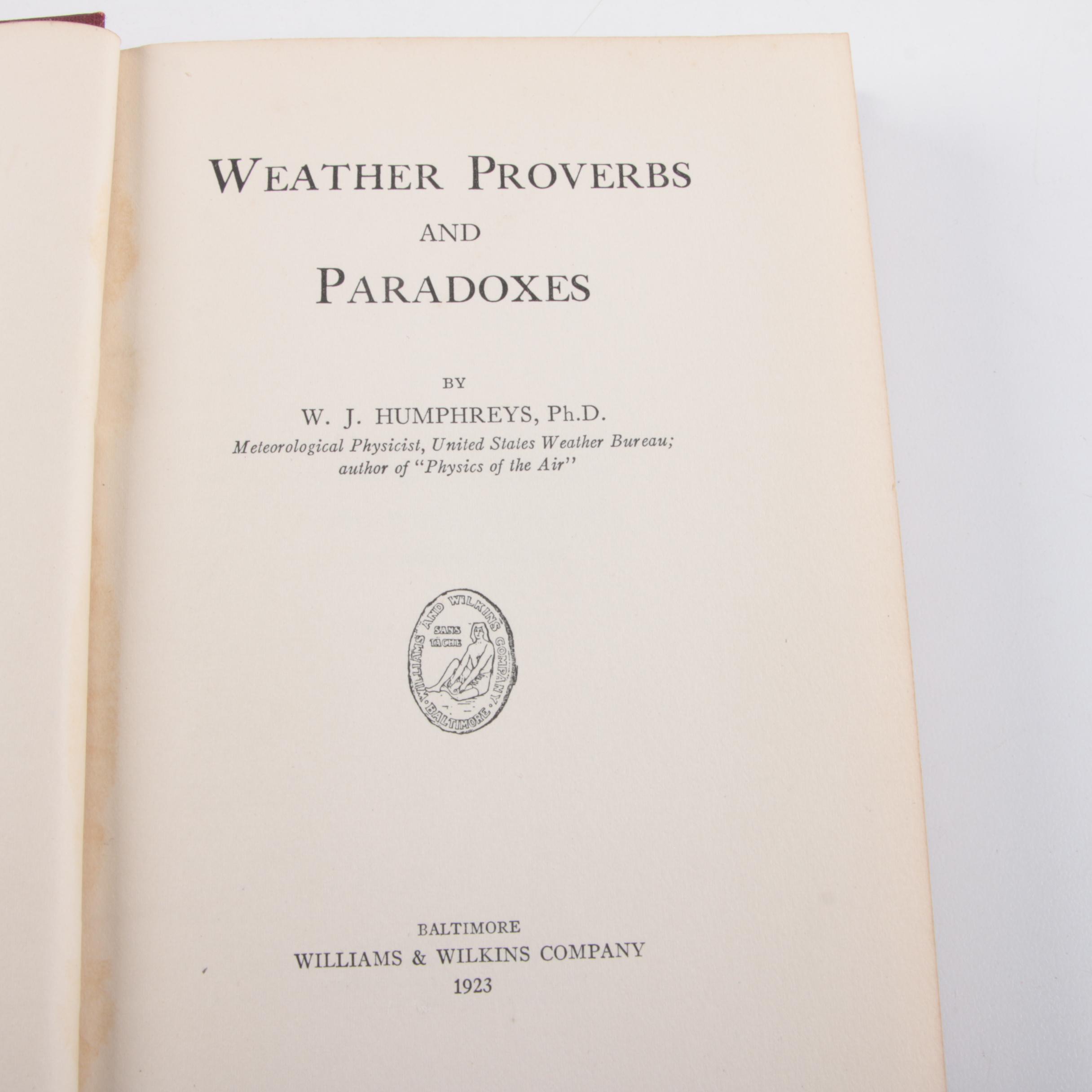 1923 "Weather Proverbs and Paradoxes" by W. J. Humphreys