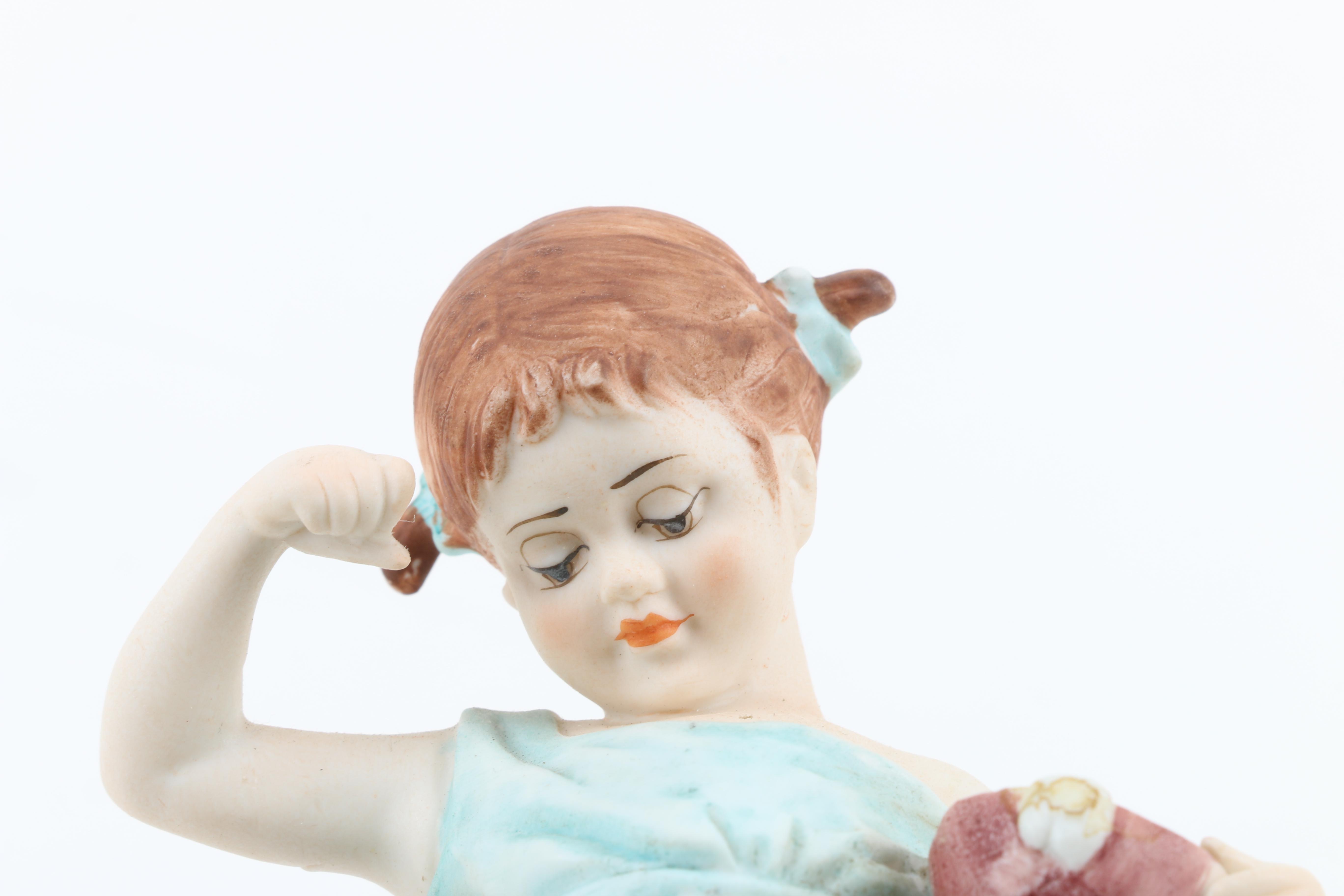 Lefton Figurine of Girl Feeding Birds