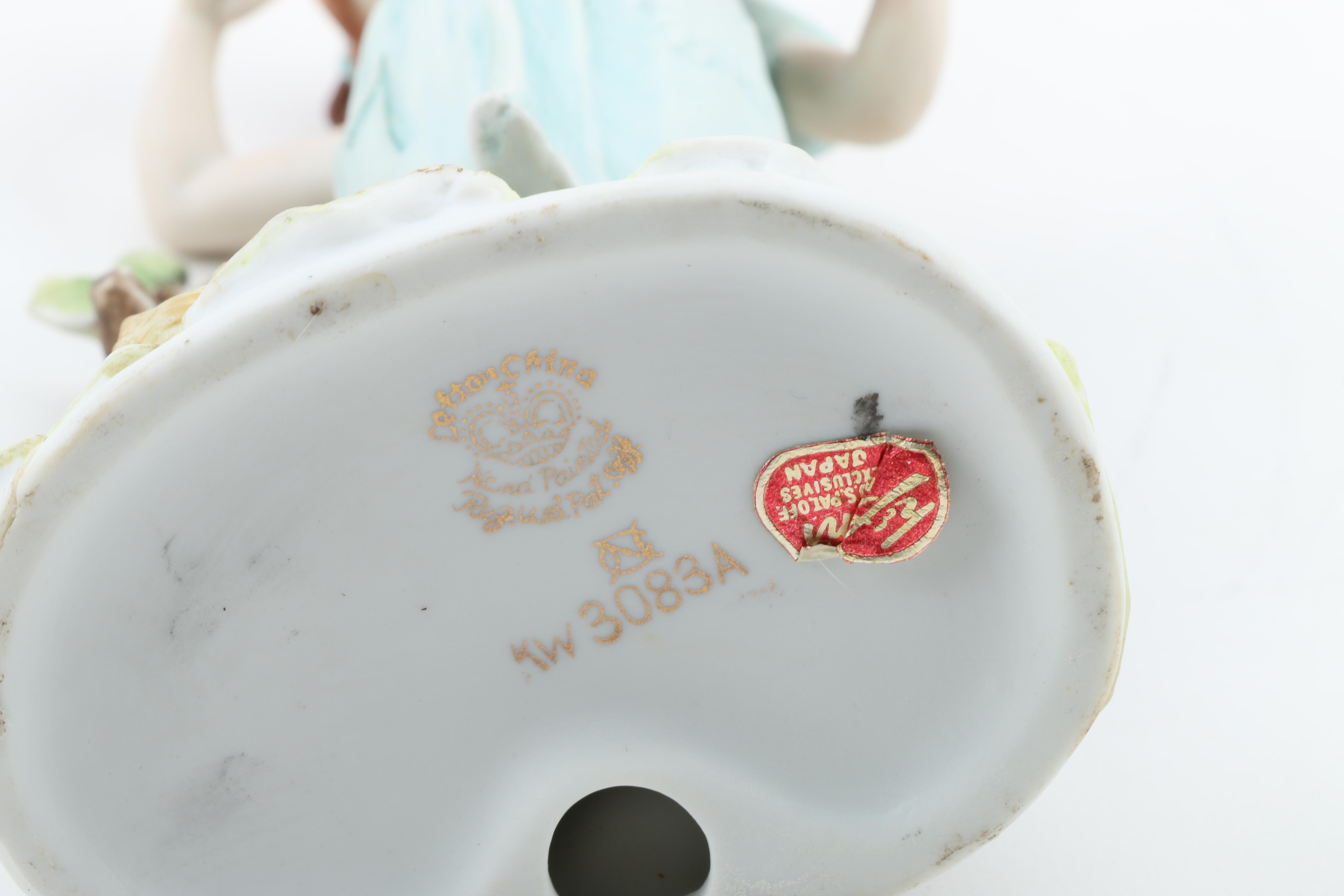 Lefton Figurine of Girl Feeding Birds