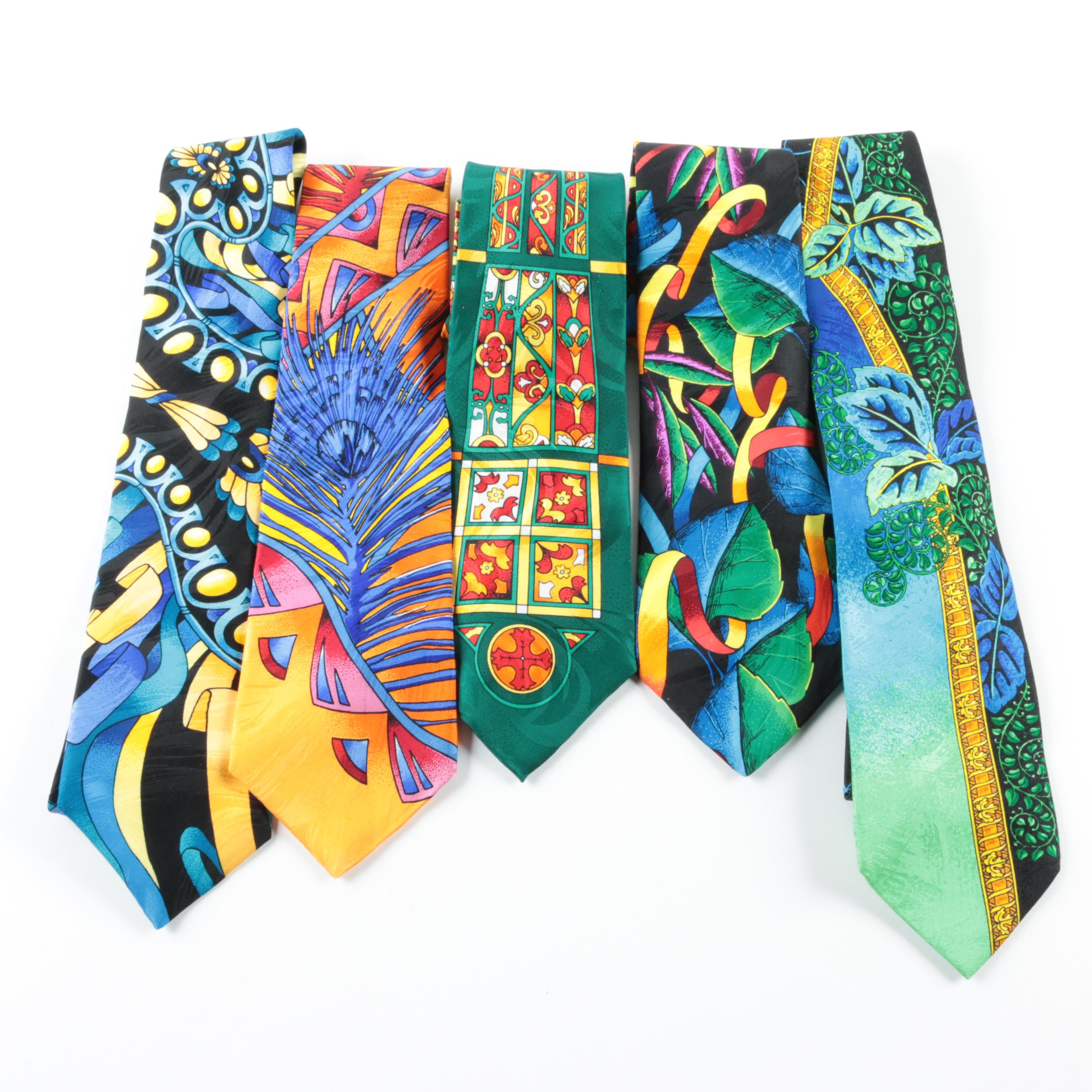 Men's Vintage Neckties Including Silk and Novelty Prints