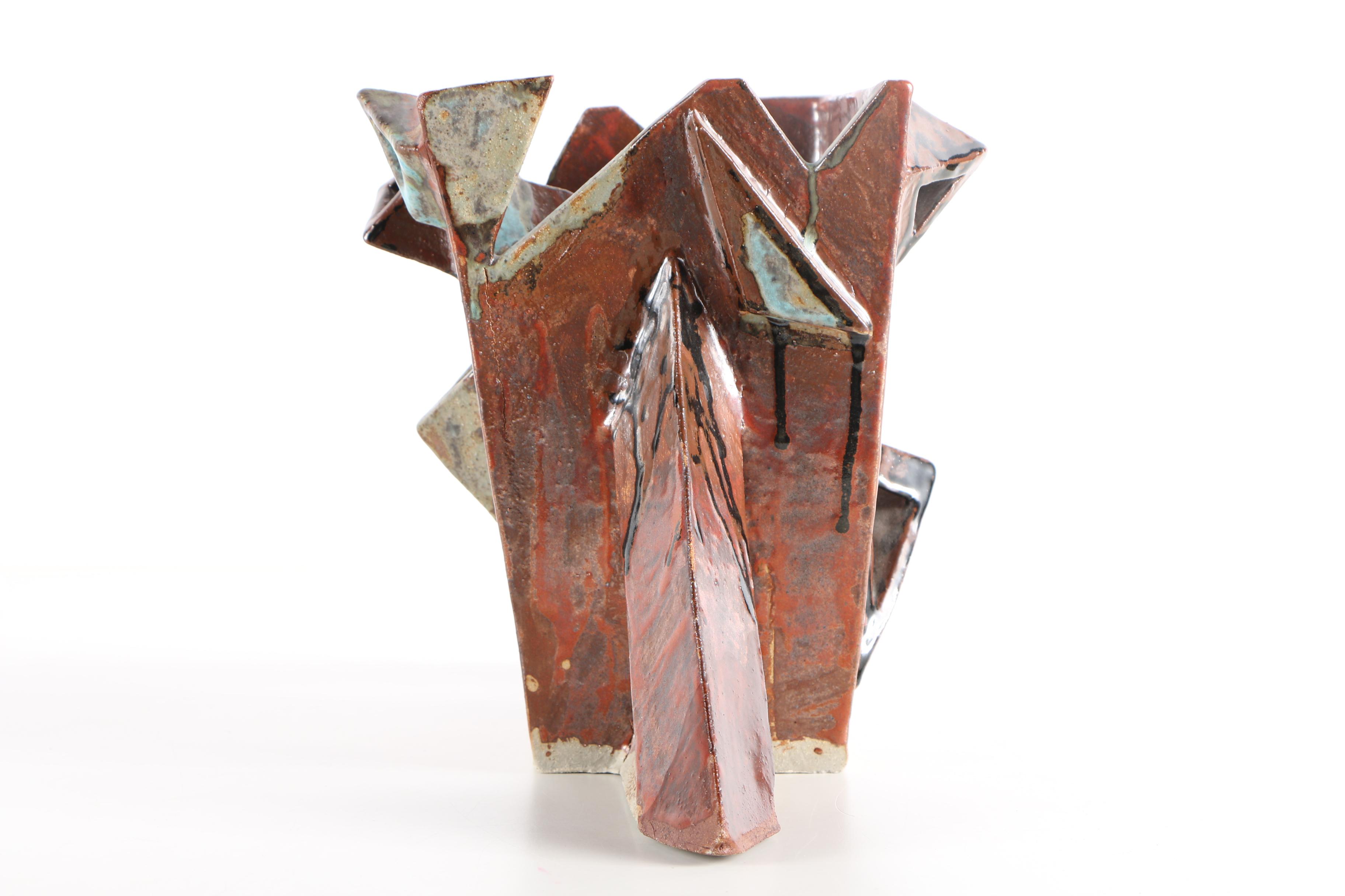 1997 Missy Dasgupta Signed Extruded and Handbuilt Stoneware Vase