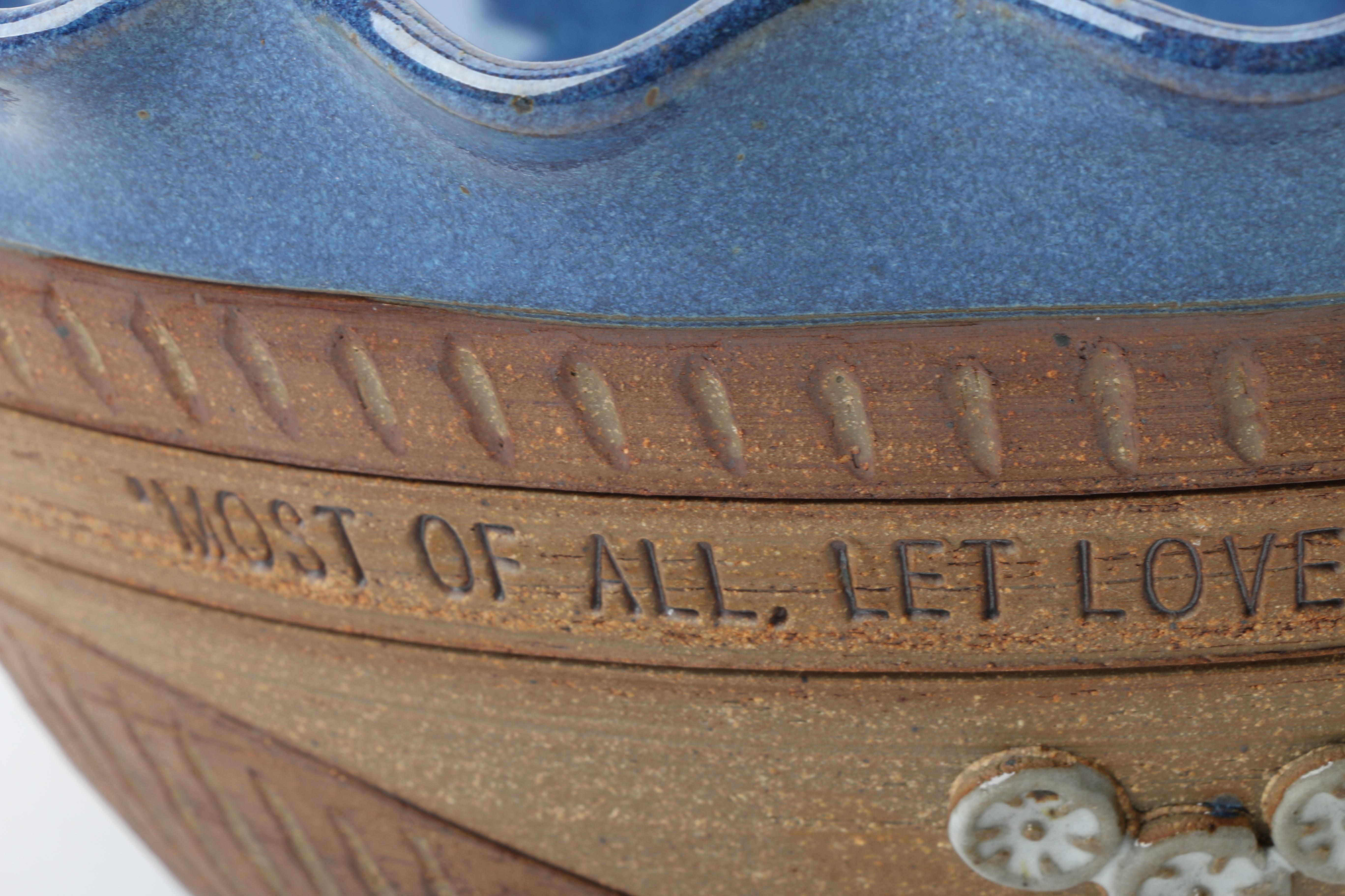 Art Pottery Bowl With Etched Bible Verse
