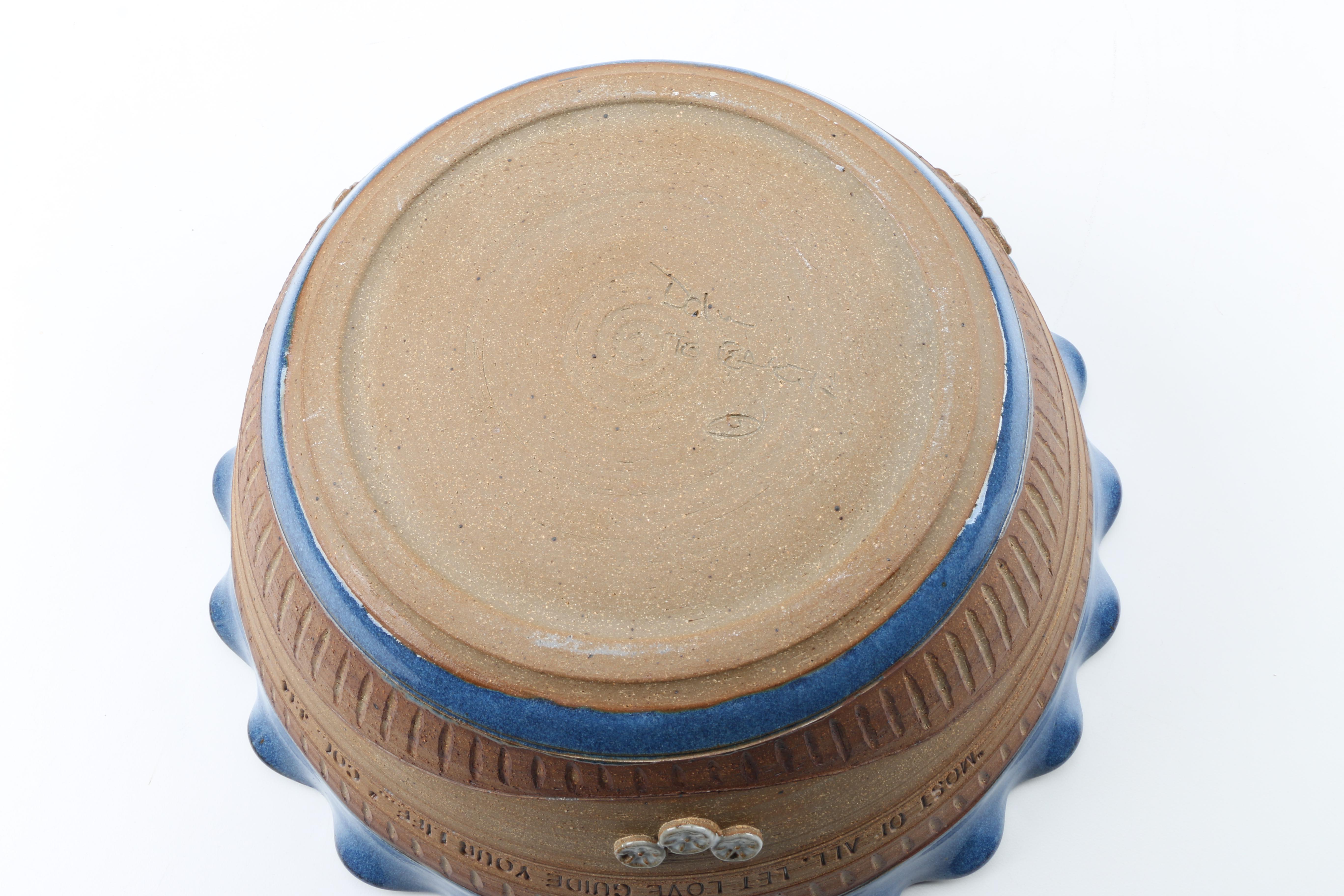 Art Pottery Bowl With Etched Bible Verse