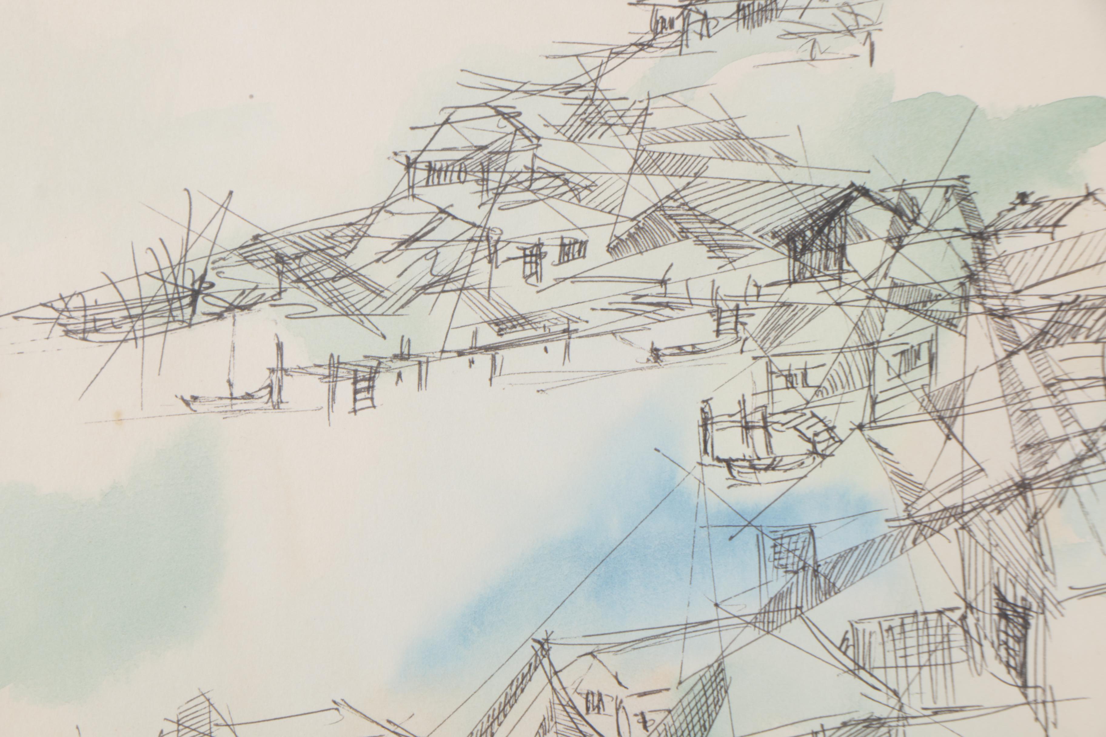 Ryk Burgess Ink and Watercolor Landscape