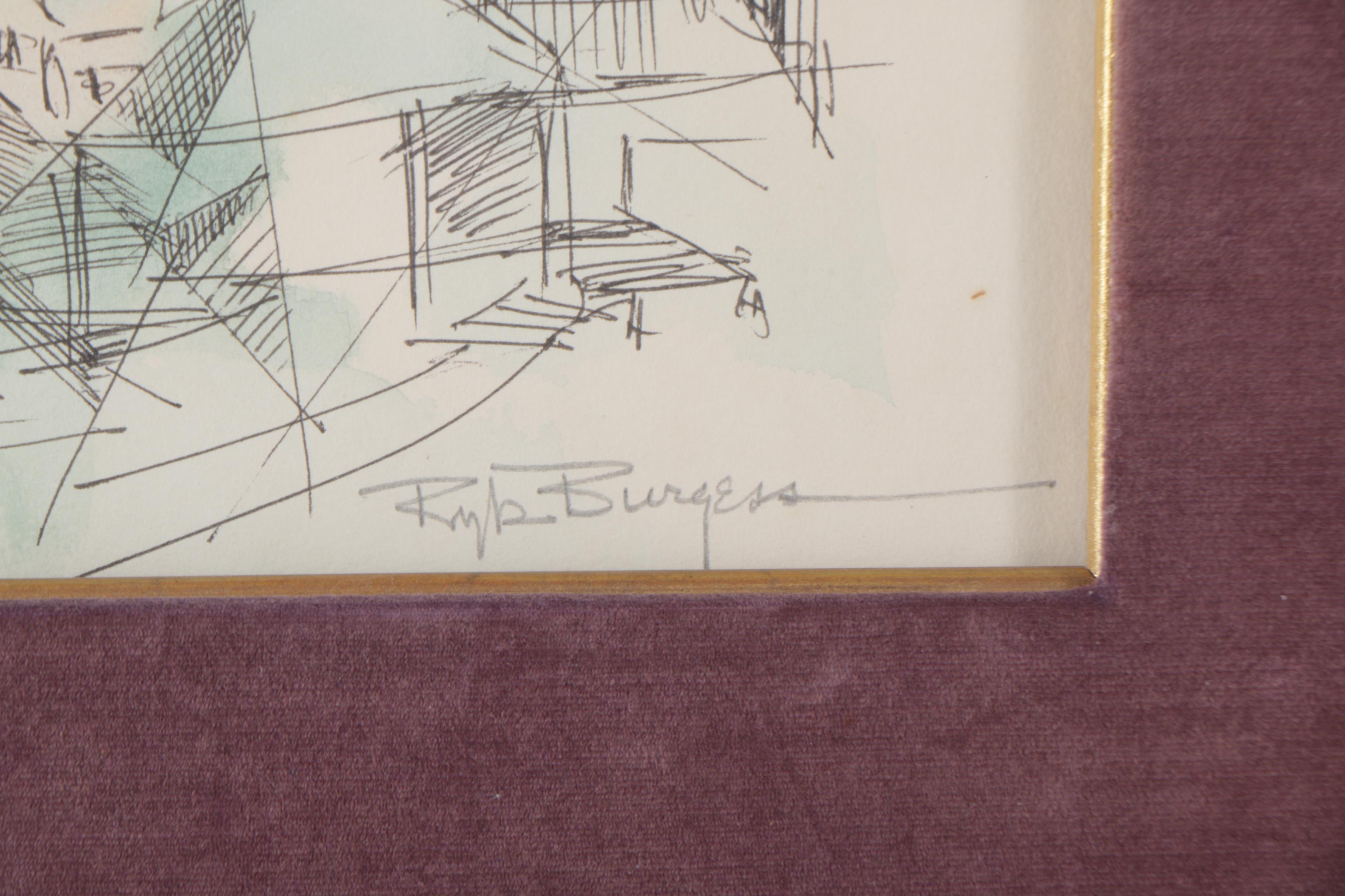 Ryk Burgess Ink and Watercolor Landscape