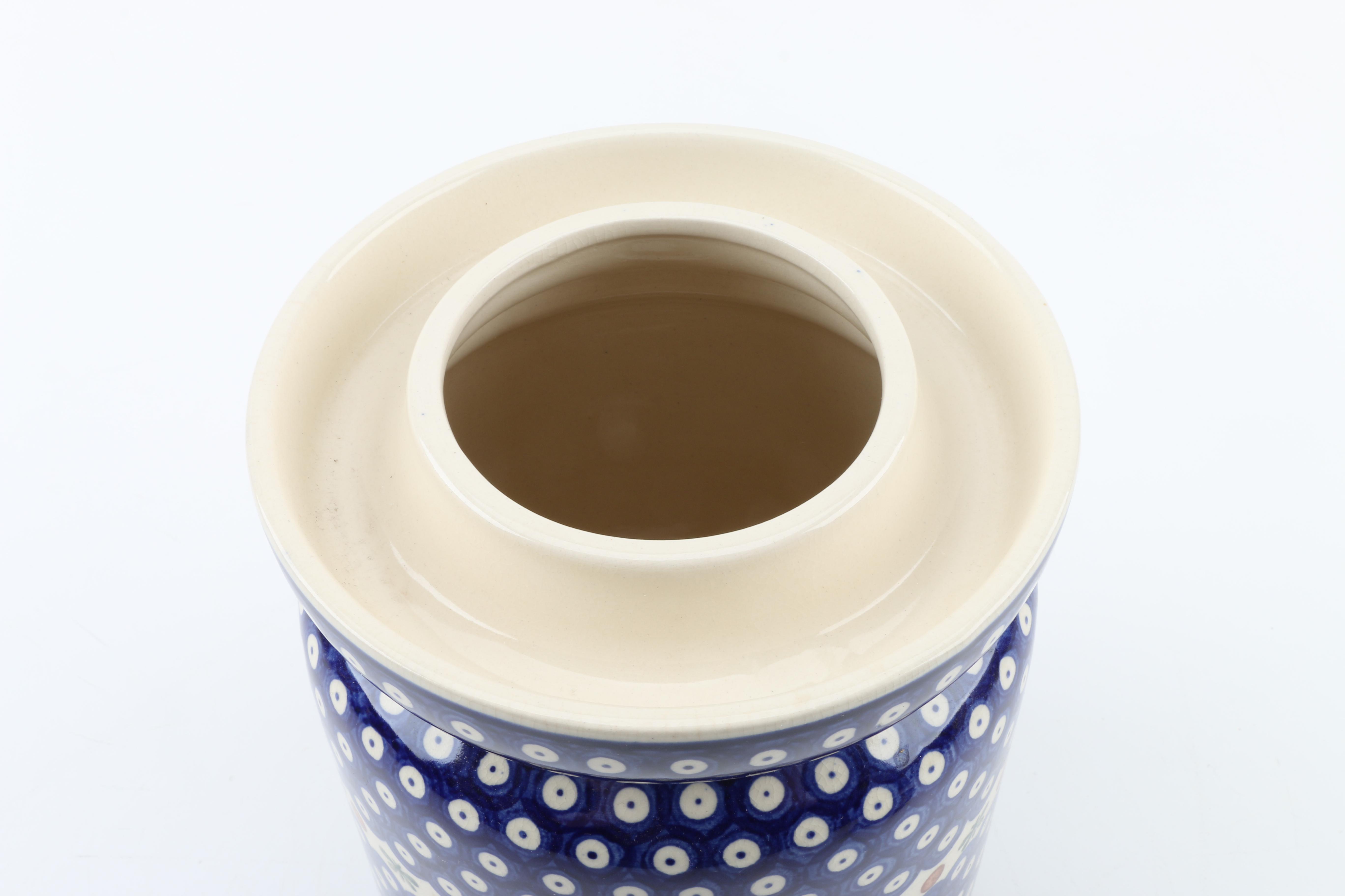 Boleslawiec "Eyespot" Polish Stoneware Canister With Lid