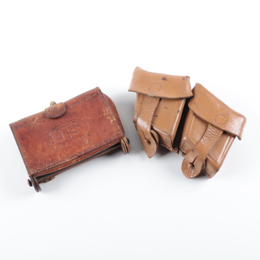 Vintage Leather Ammo Belt Pouches