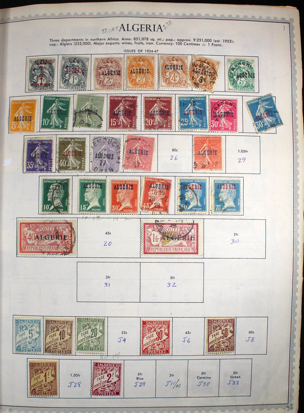 Group of Foreign Stamps from Algeria - Brazil Presented in a Minkus Stamp Album