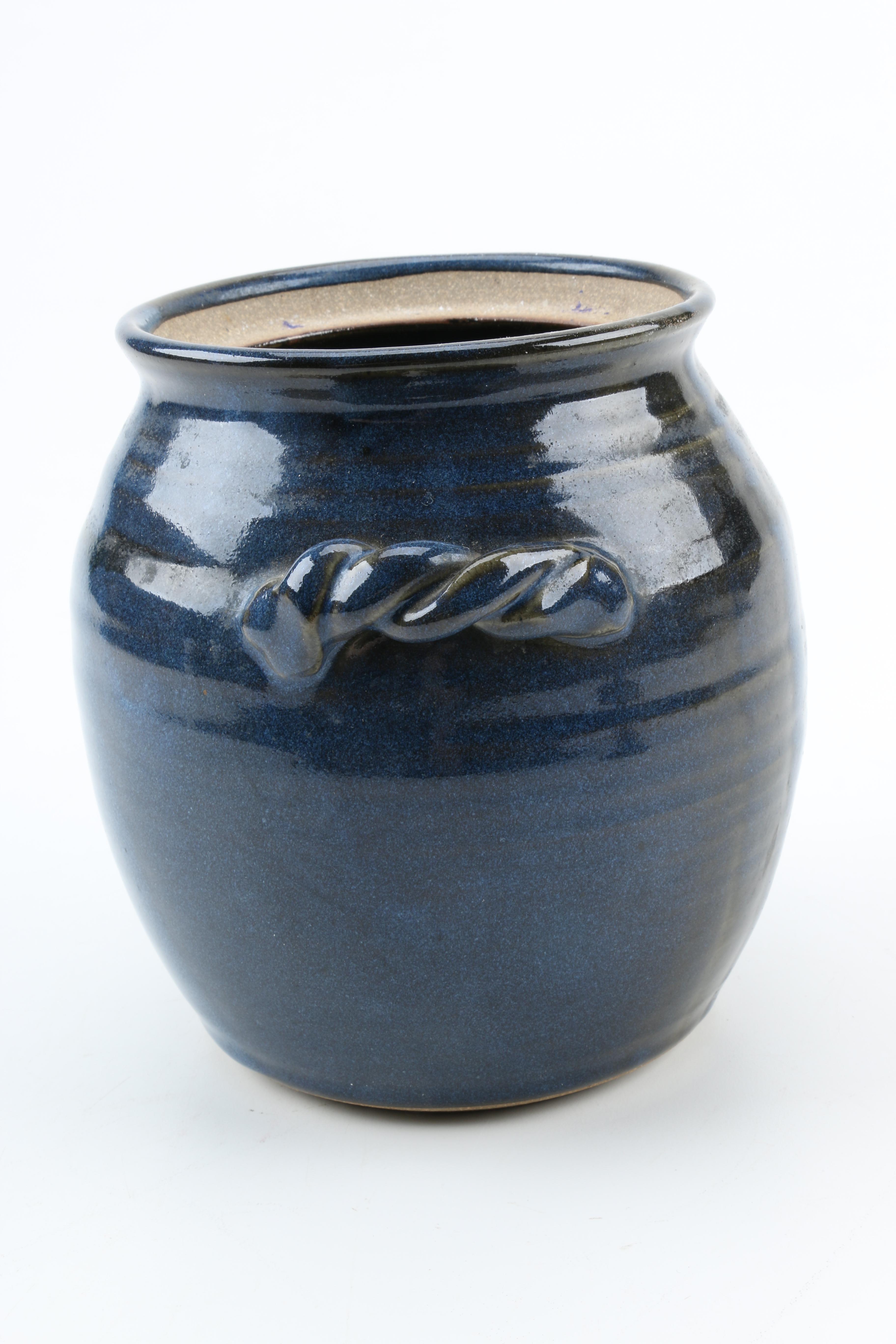 Signed Hand Thrown Lidded Stoneware Jar