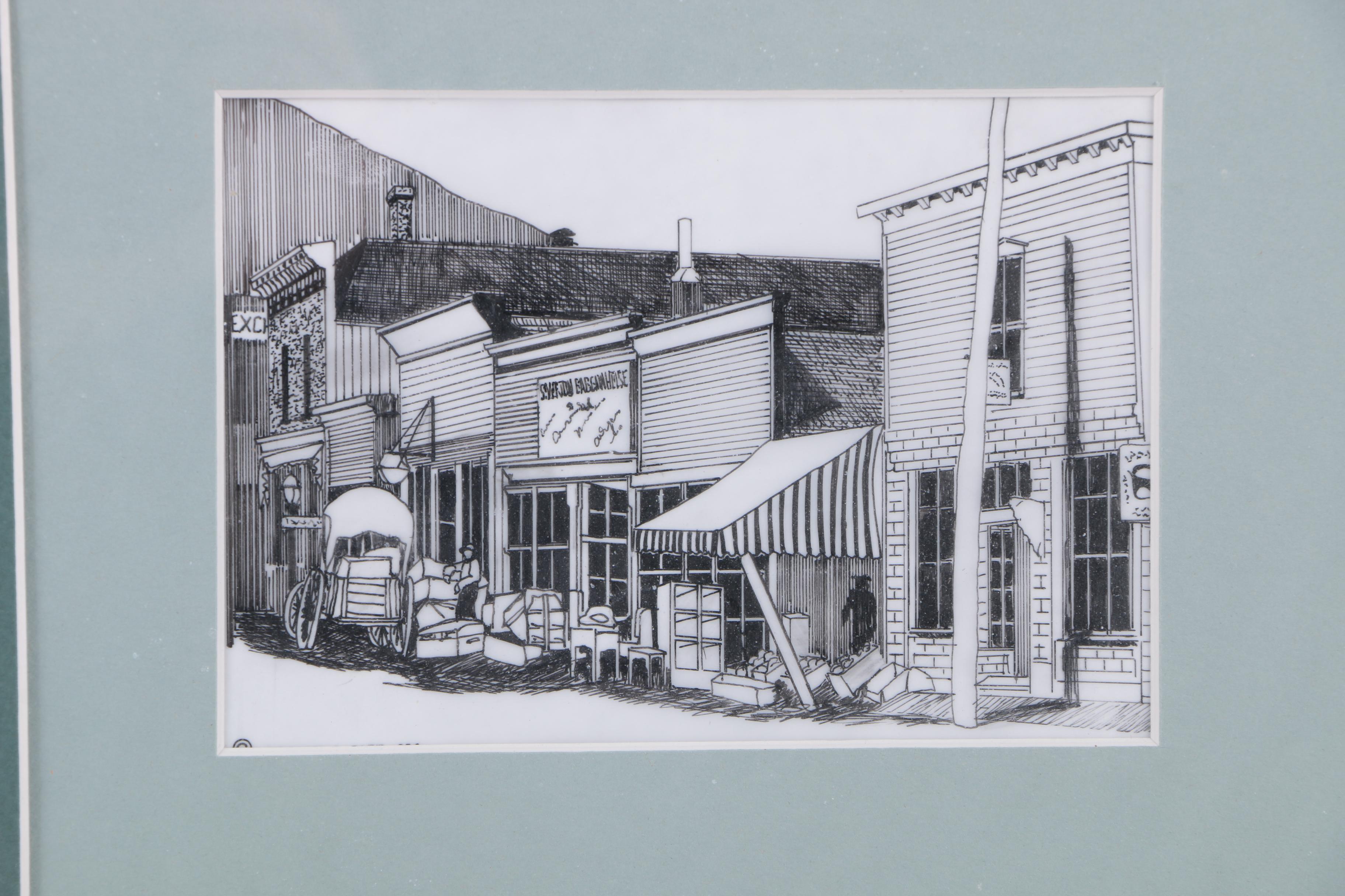 Michael A. Darr Ink Drawing "Silverton, Then"