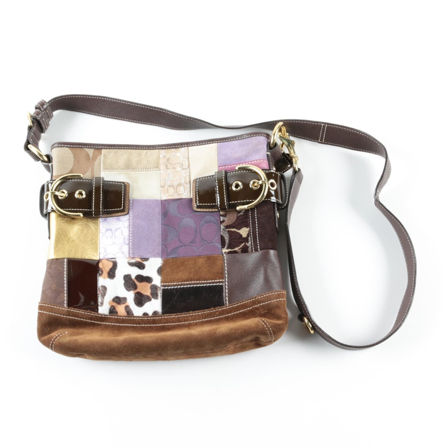 Coach Holiday Patchwork Canvas and Leather Handbag