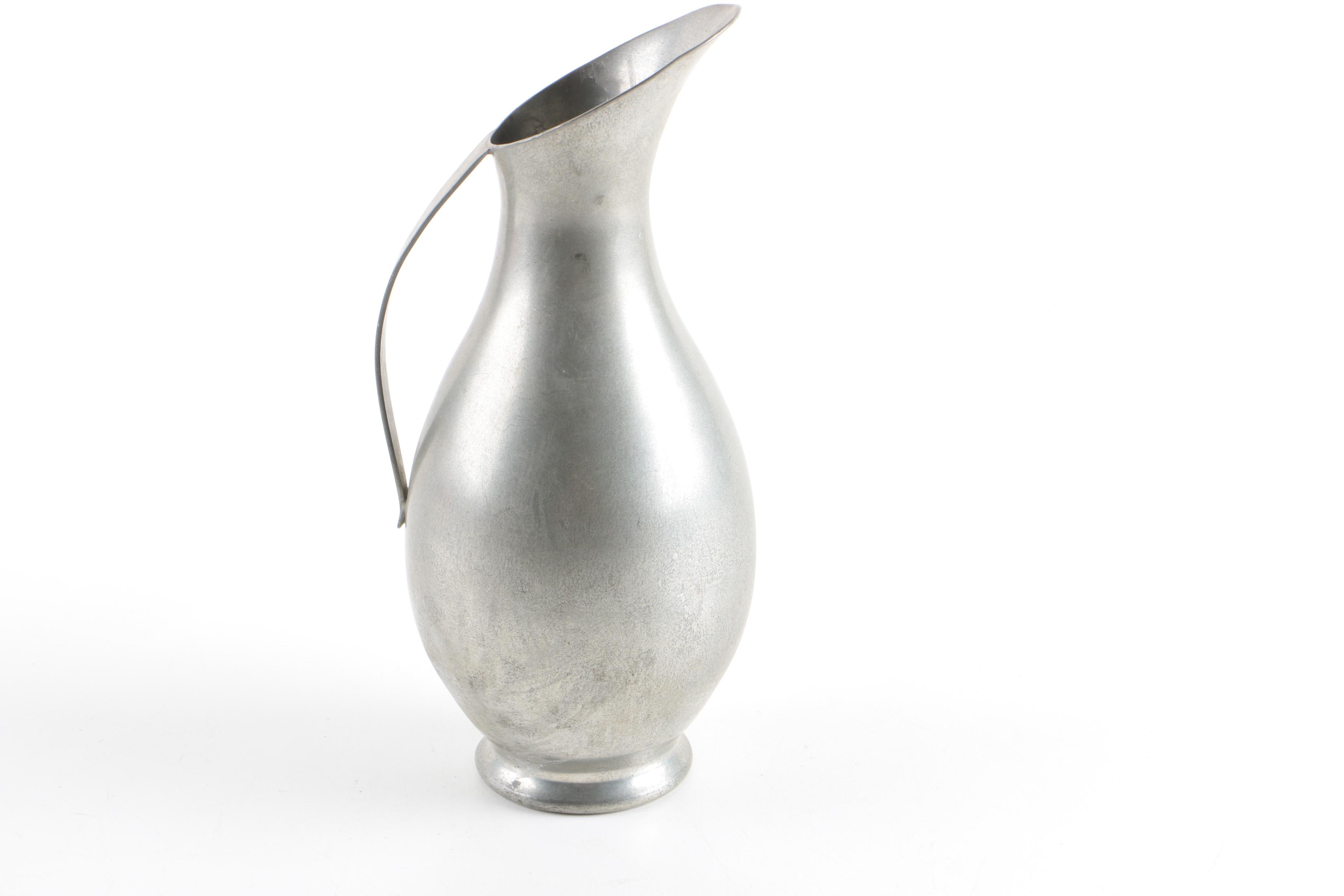 Royal Holland Pewter Pitcher with Leonard English Pewter Creamer and Sugar Bowl