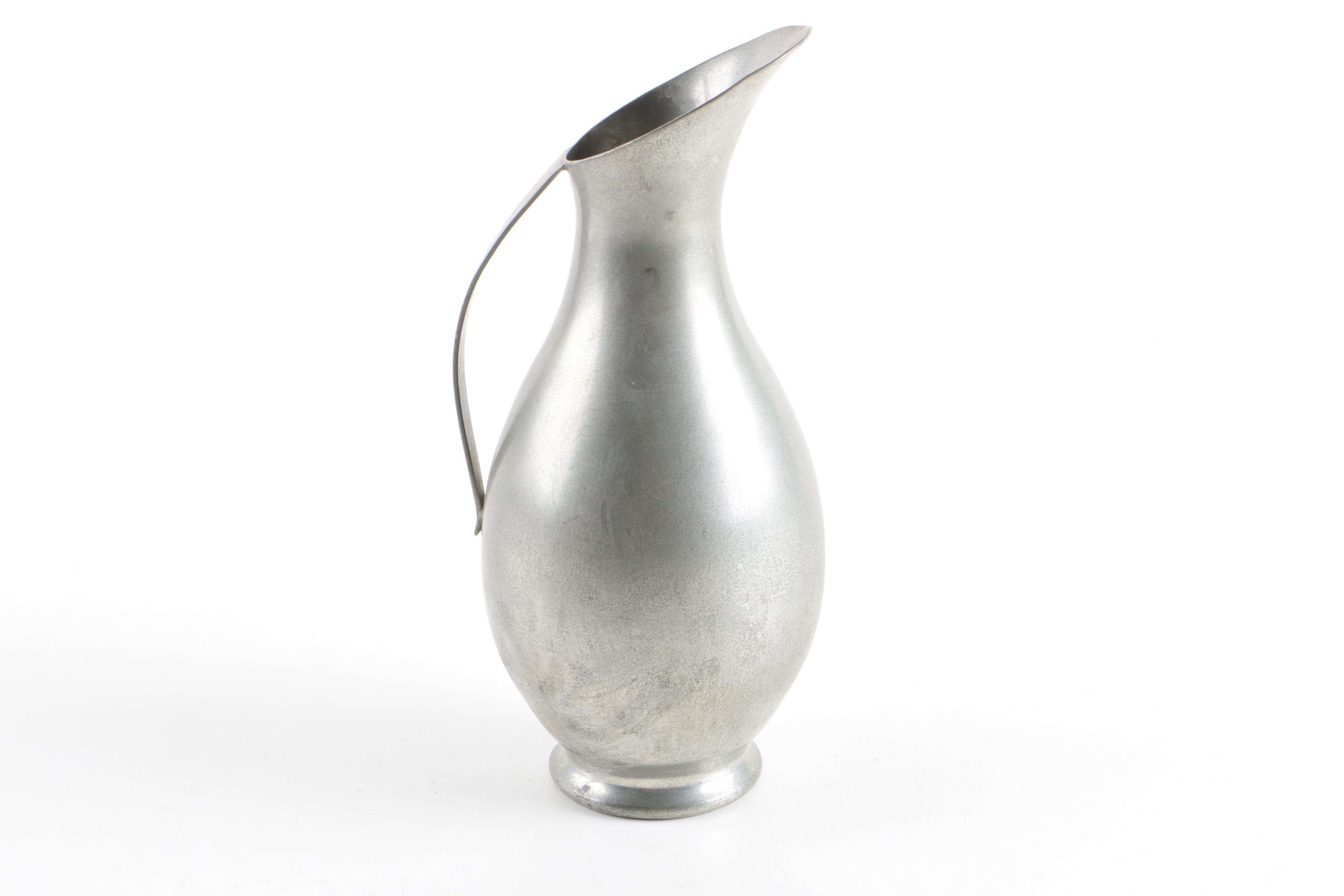 Royal Holland Pewter Pitcher with Leonard English Pewter Creamer and Sugar Bowl