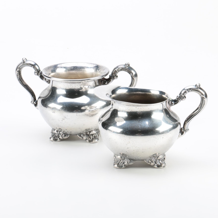 Poole Silver Co. Silver Plate Creamer and Sugar Bowl